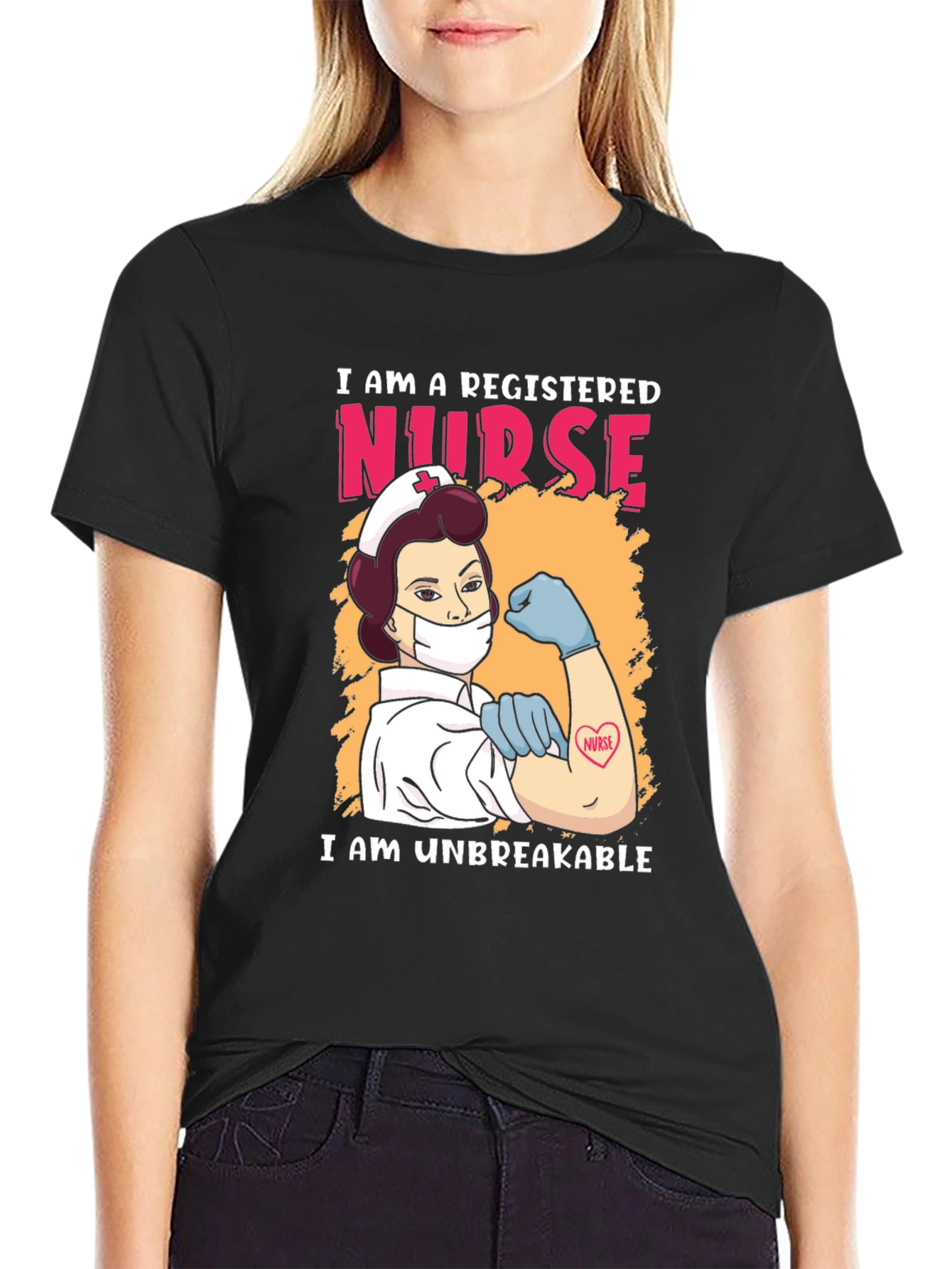 Black Registered Nurse Unbreakable T-Shirt view 2