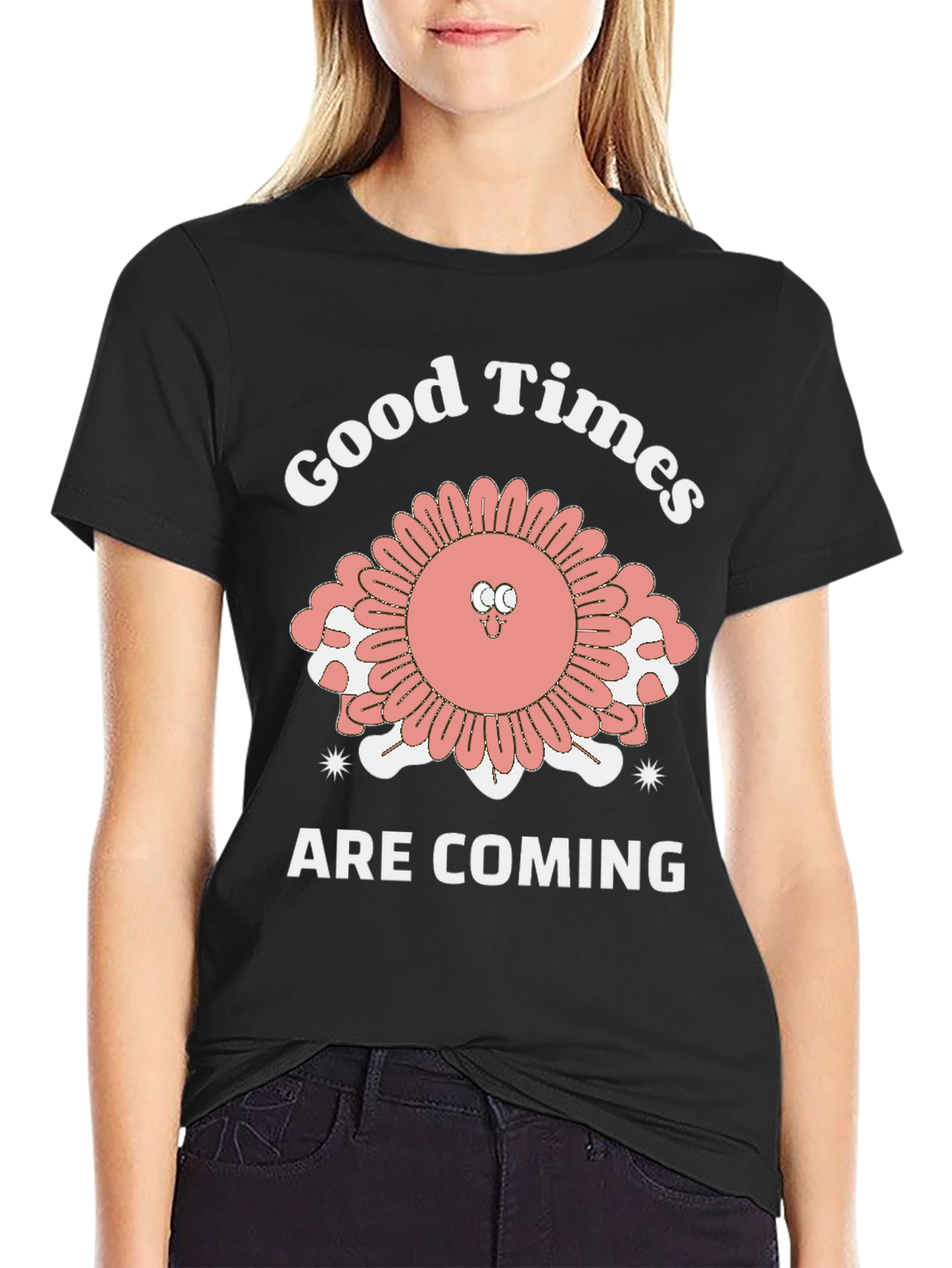 Black Good Times Are Coming T-Shirt - Quirky Retro Style view 2