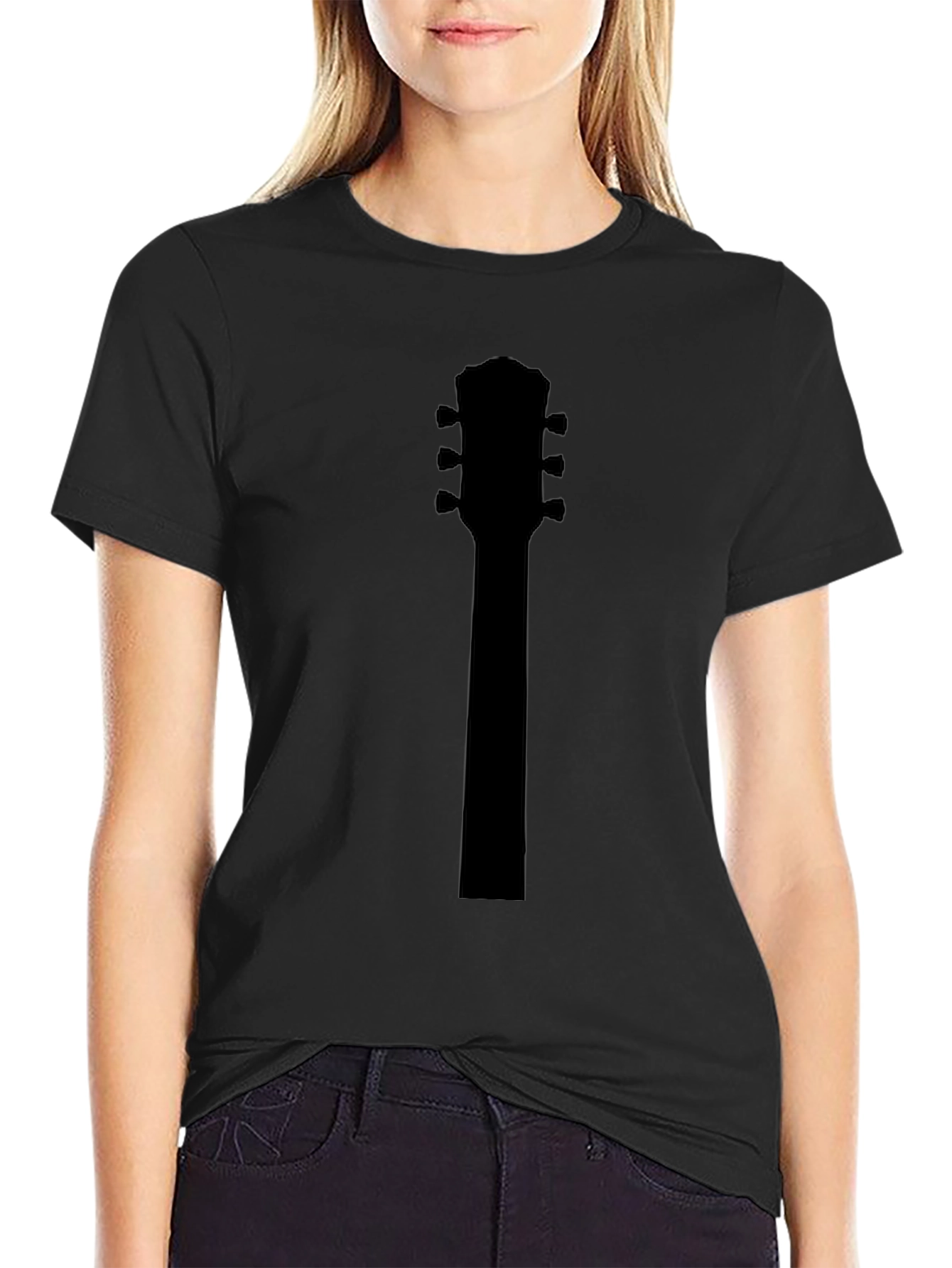 Black Guitar Neck T-Shirt - Music Lover Tee view 2