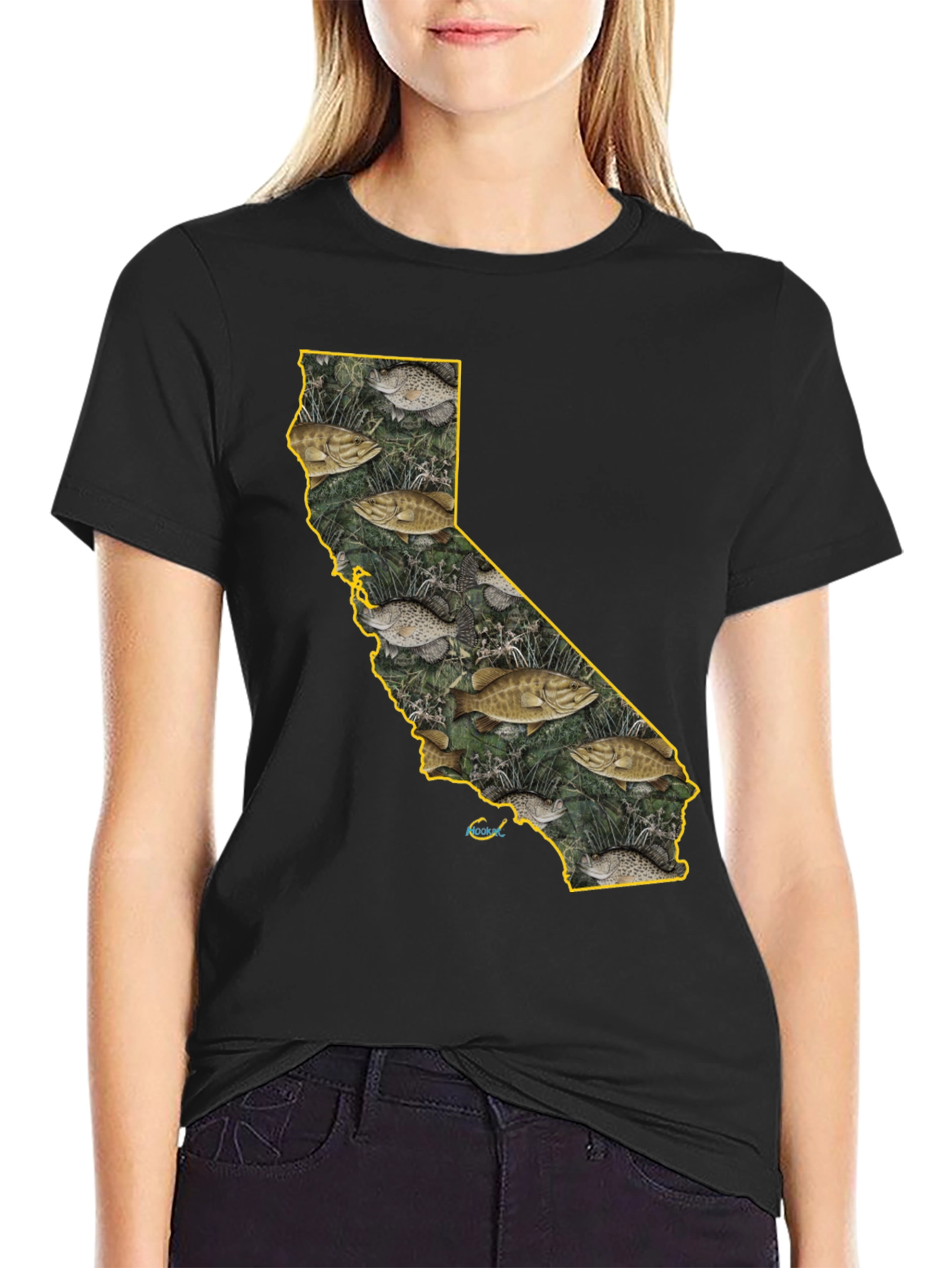 Black California Fish Graphic Tee - Bass Fishing T-Shirt view 2