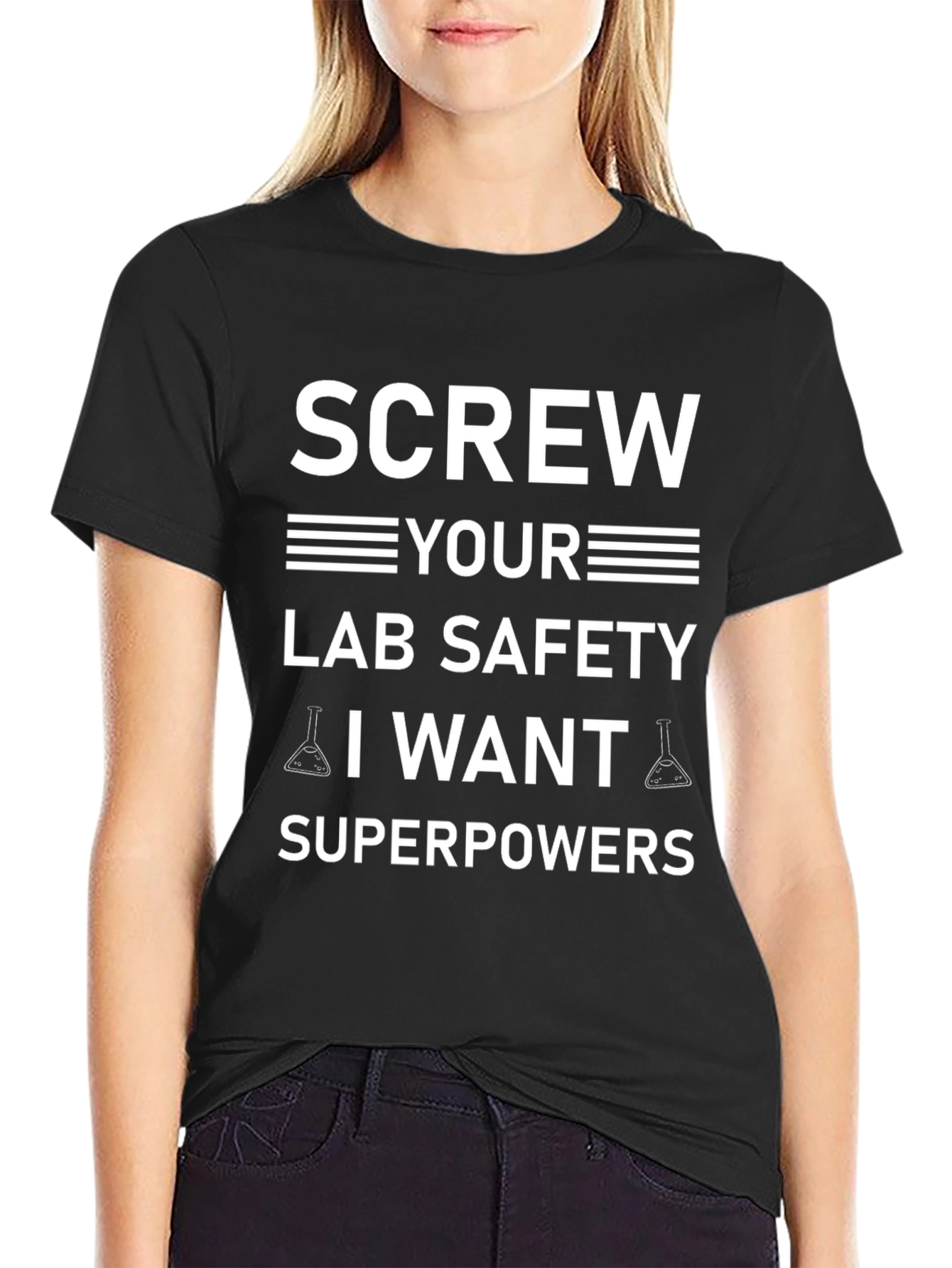 Black Screw Your Lab Safety T-Shirt - Superpowers view 2