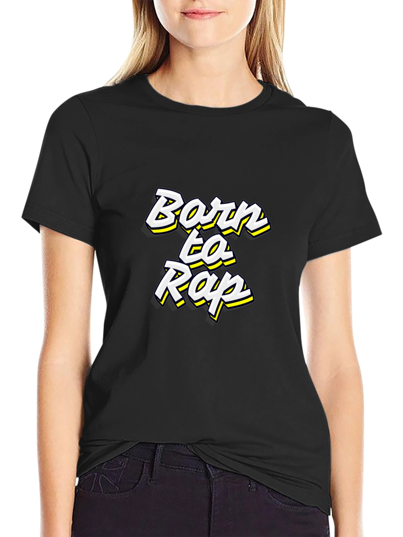 Black Born to Rap Black T-Shirt view 2