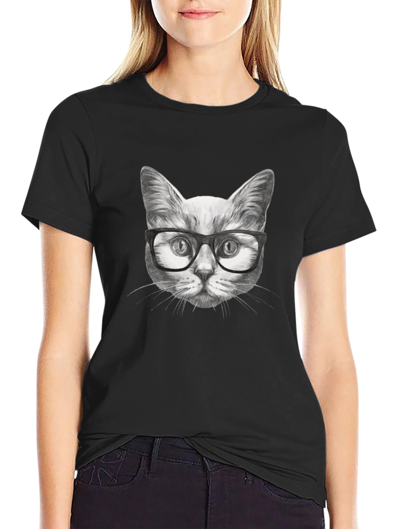 Black Cool Cat T-Shirt - Stylish Graphic Tee view 2