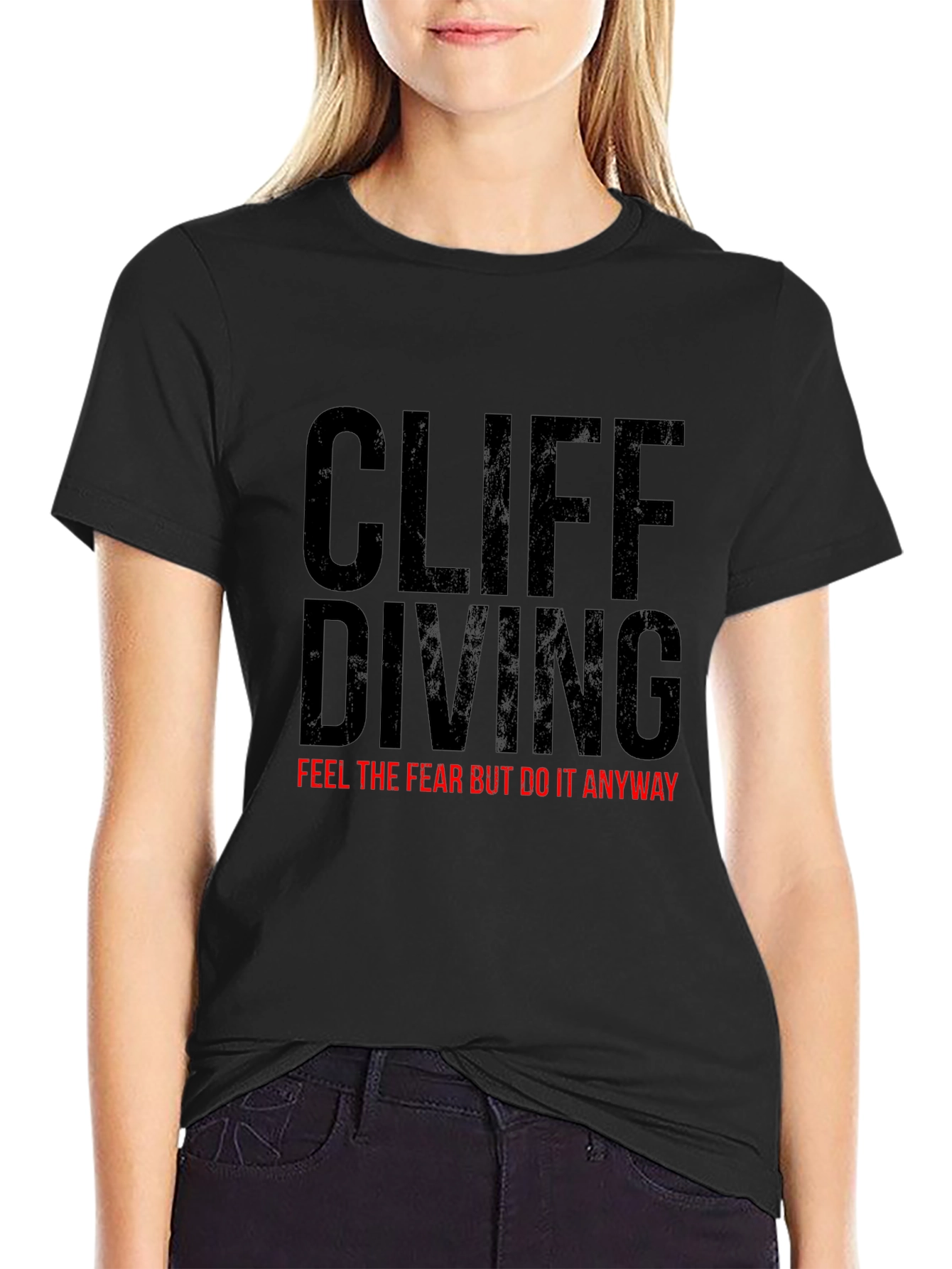 Black Cliff Diving Graphic T-Shirt - Black view 2