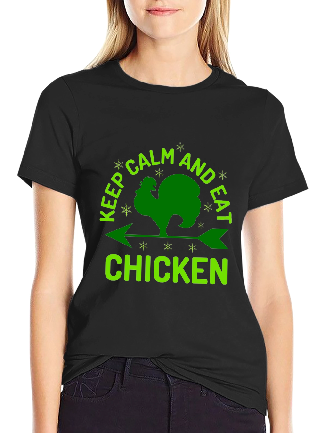 Black Keep Calm & Eat Chicken Graphic Tee view 2