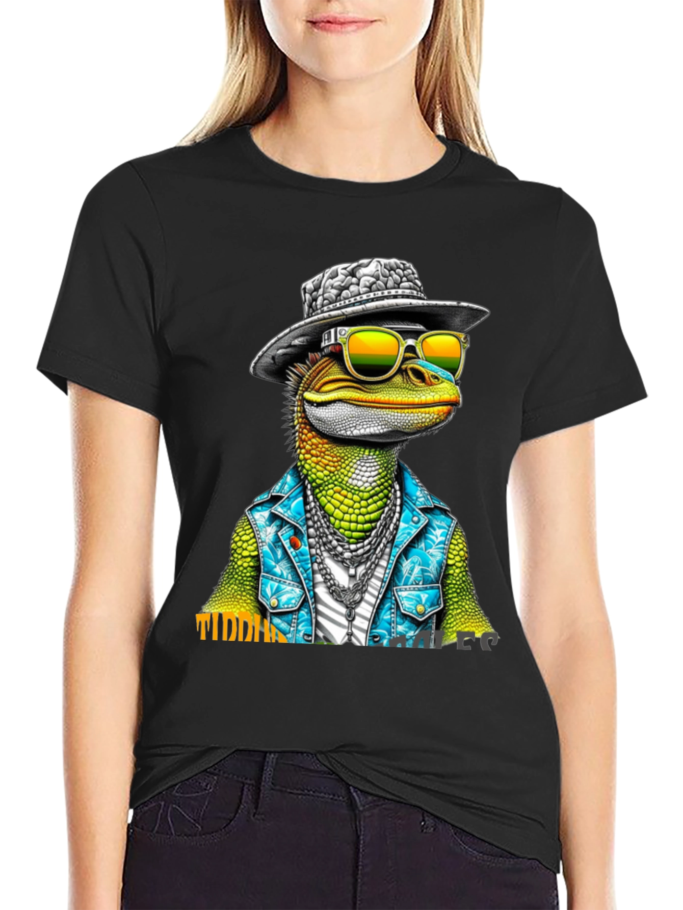 Black Cool Lizard Graphic T-Shirt view 2