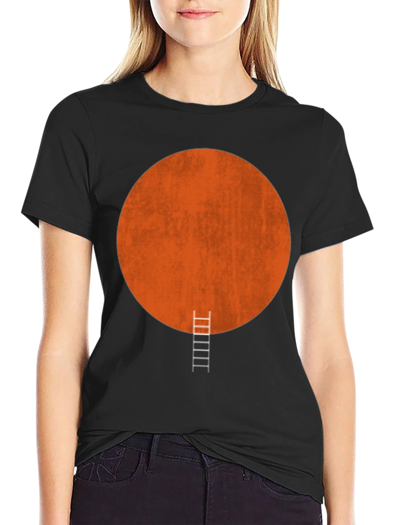 Black Graphic Tee: Ladder to Orange Circle view 2