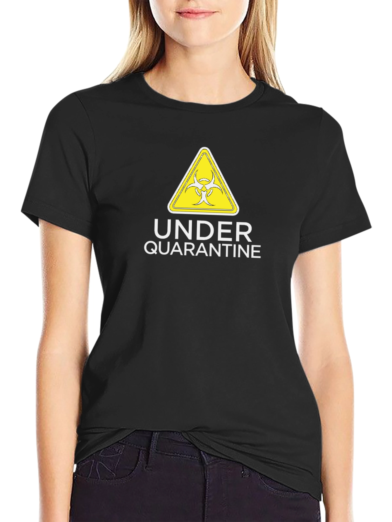 Black Under Quarantine T-Shirt Biohazard Graphic Tee view 2
