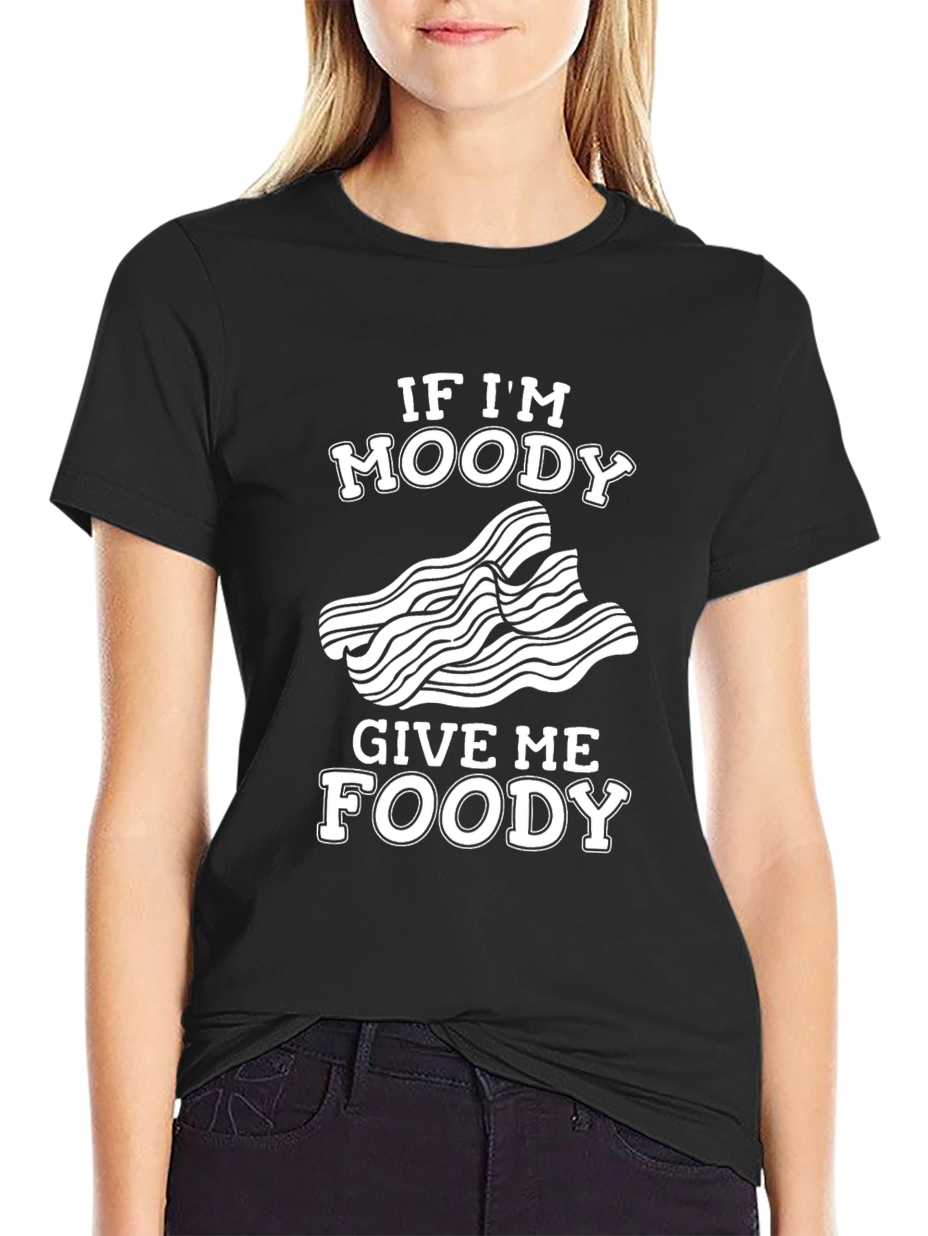 Black Moody Foodie Graphic T-Shirt - Funny Food Lover Tee view 2