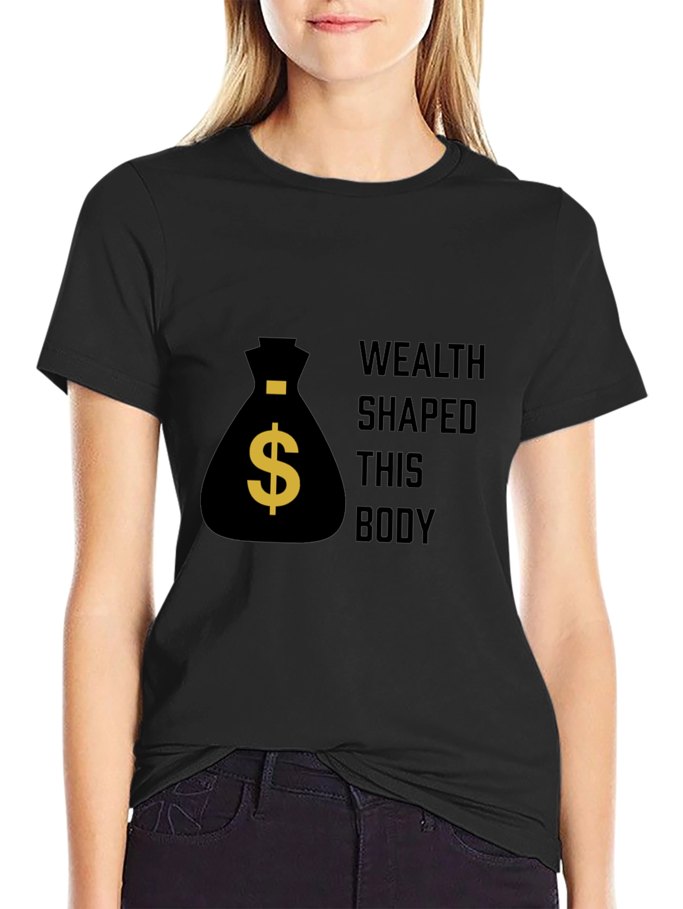 Black Wealth Shaped Body Graphic Tee - Black view 2