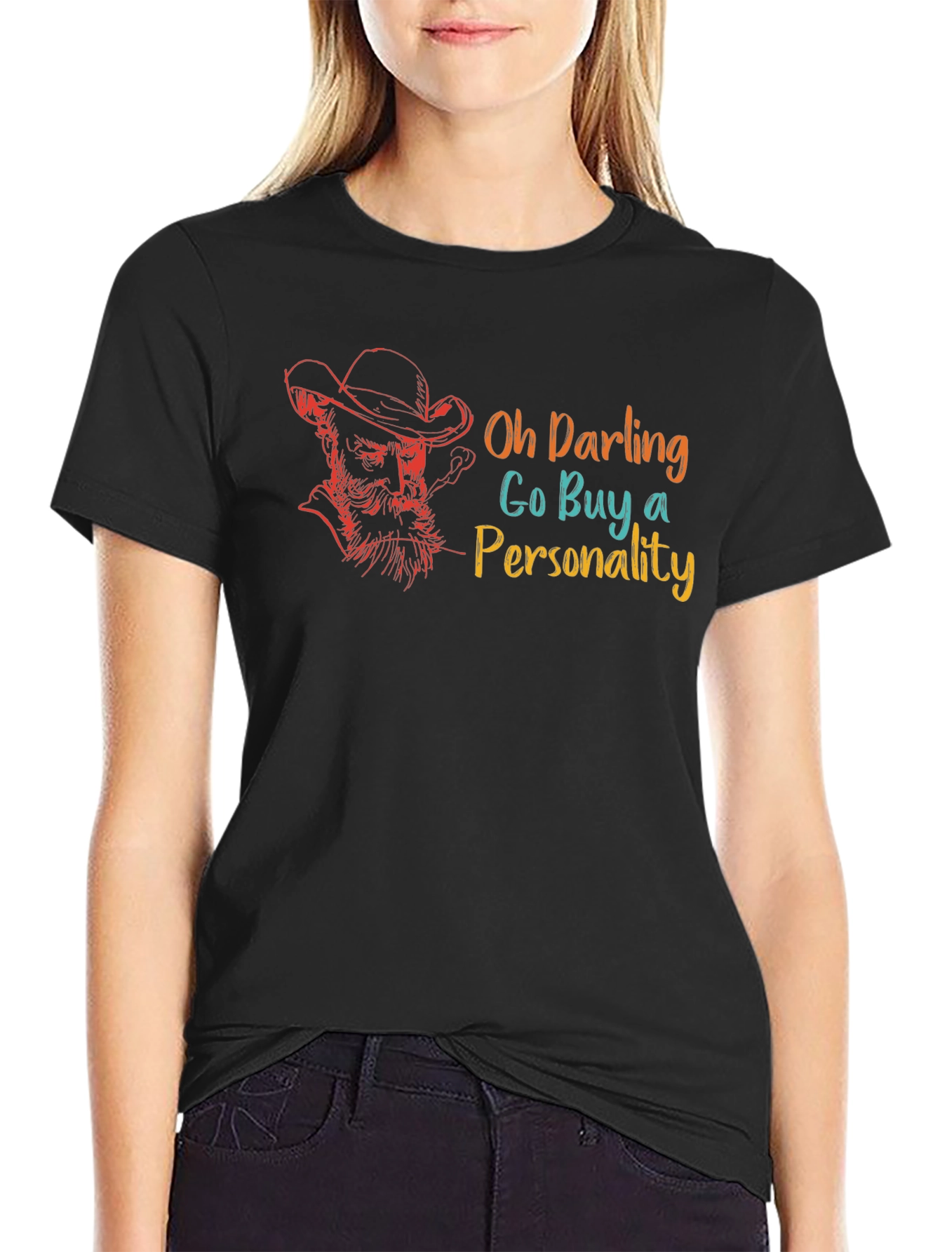 Black Oh Darling Buy A Personality Graphic T-Shirt view 2