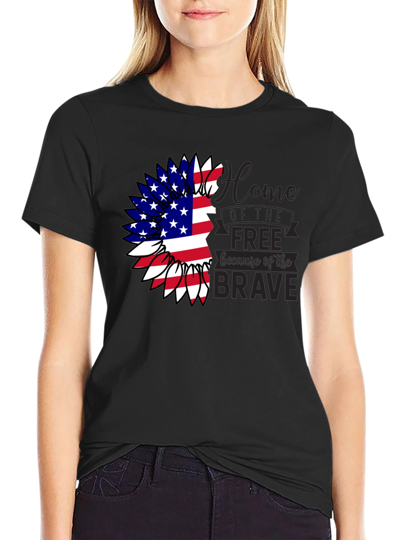 Black Patriotic Sunflower T-Shirt view 2