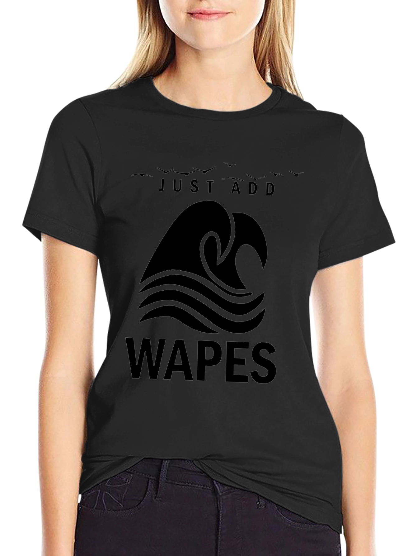 Black Just Add Waves - WAPES Graphic T-Shirt view 2