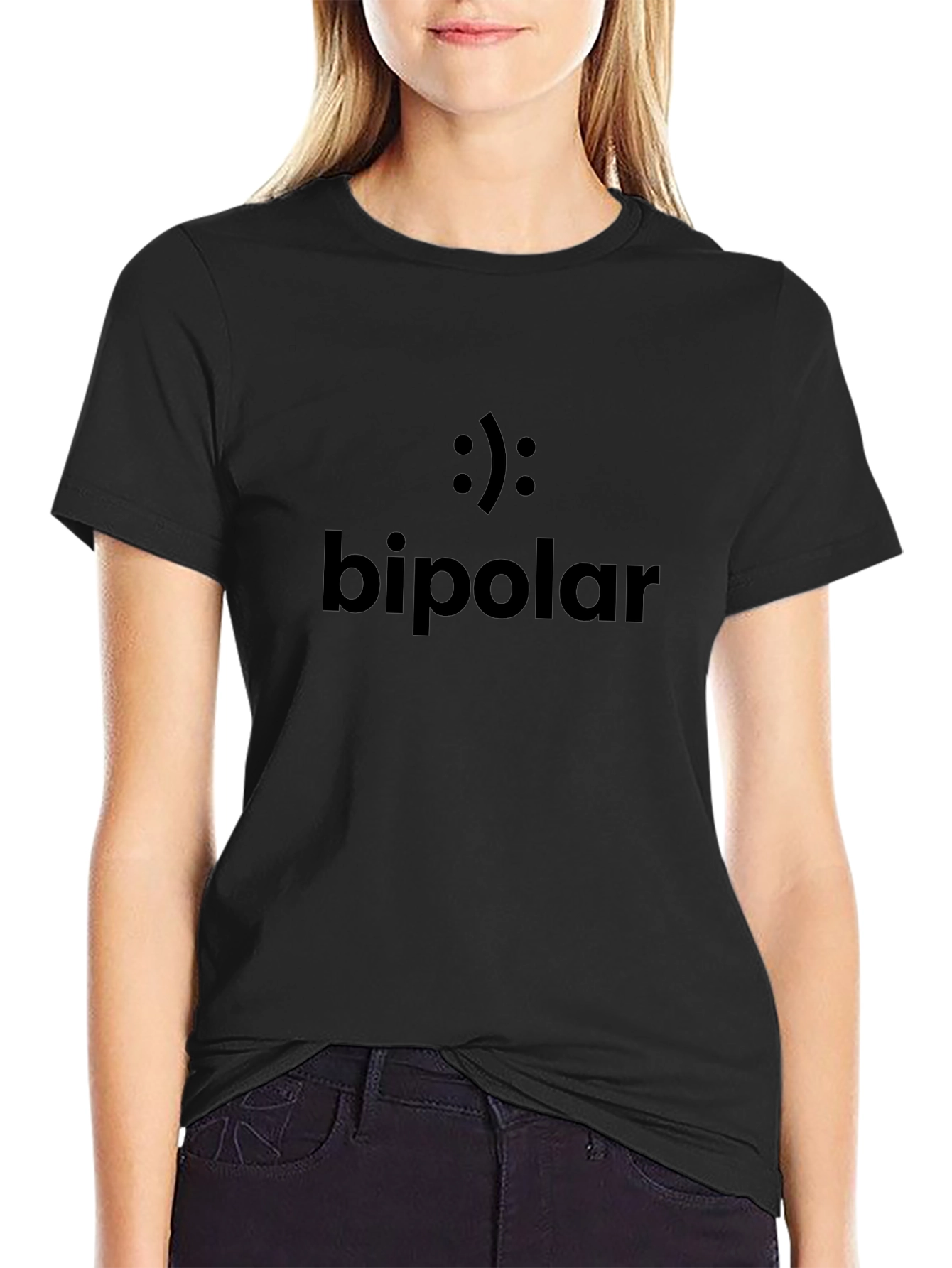 Black Bipolar Graphic T-Shirt - Dark Humor Tee view 2