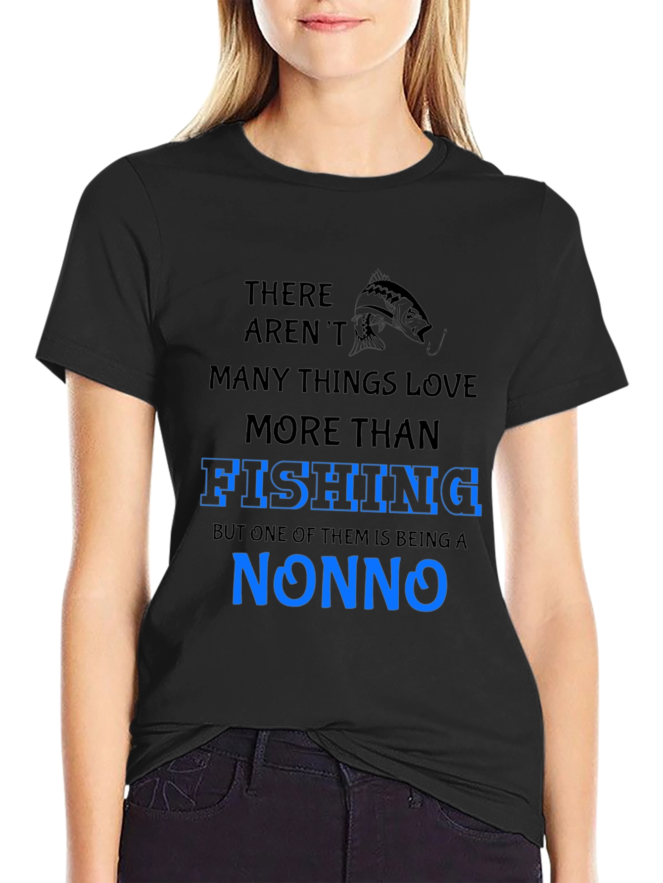 Black Fishing Nonno T-Shirt: Love of Fishing and Being a Nonno! view 2