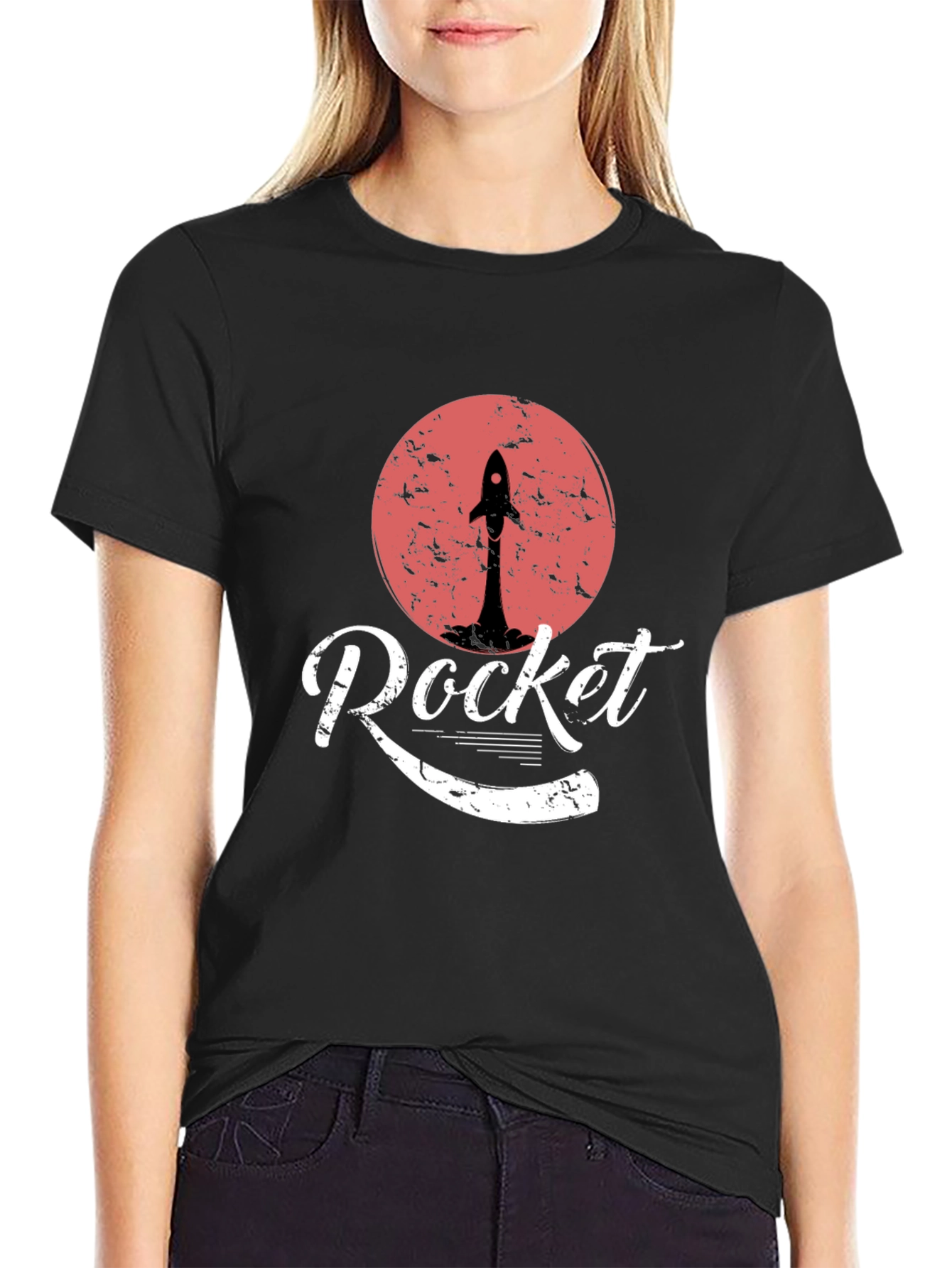 Black Retro Rocket T-Shirt - Blast Off in Style! view 2