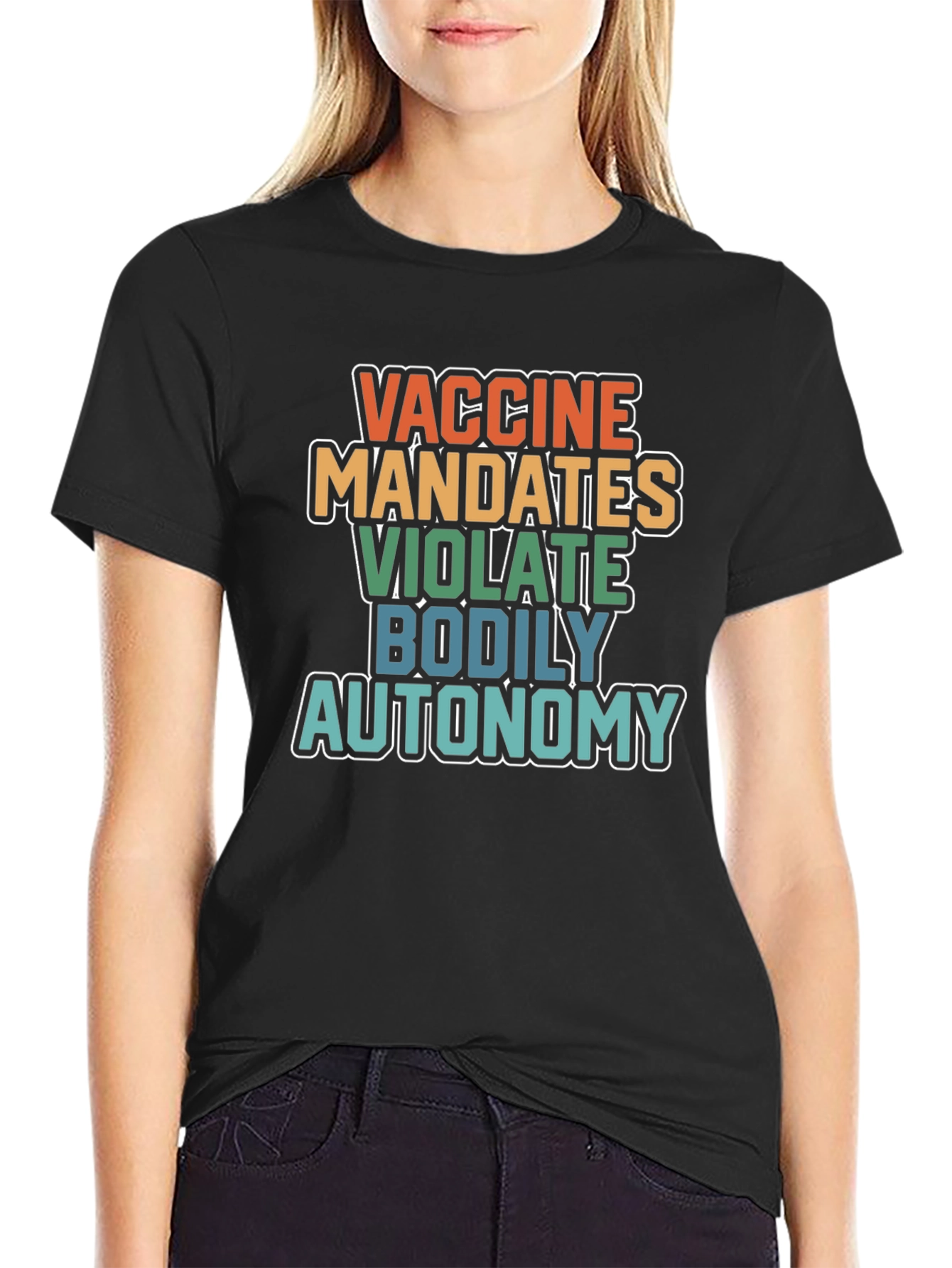 Black Vaccine Mandates Bodily Autonomy Graphic T-Shirt view 2