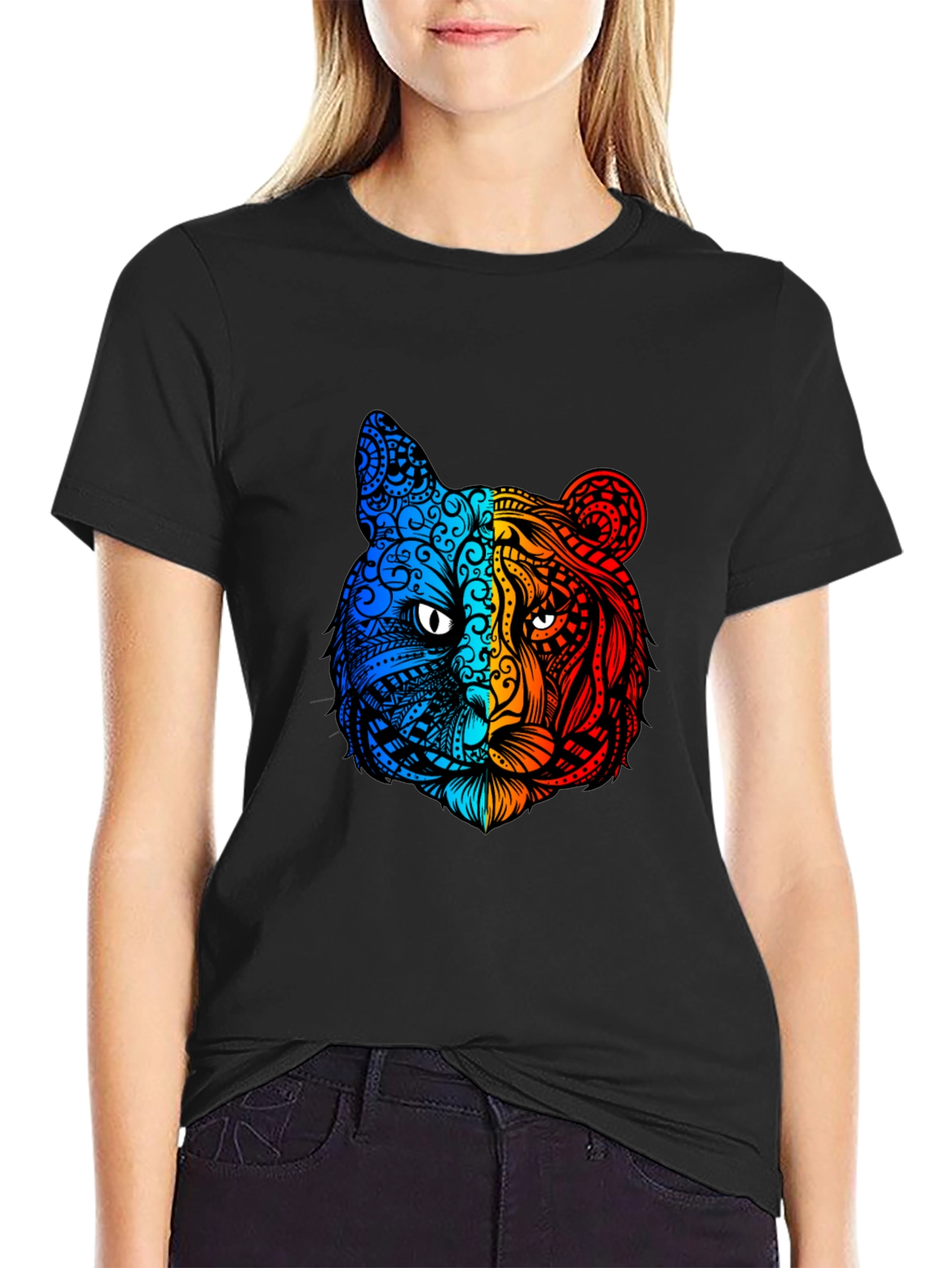 Black Vibrant Tiger Graphic Tee - Unique Animal Design view 2
