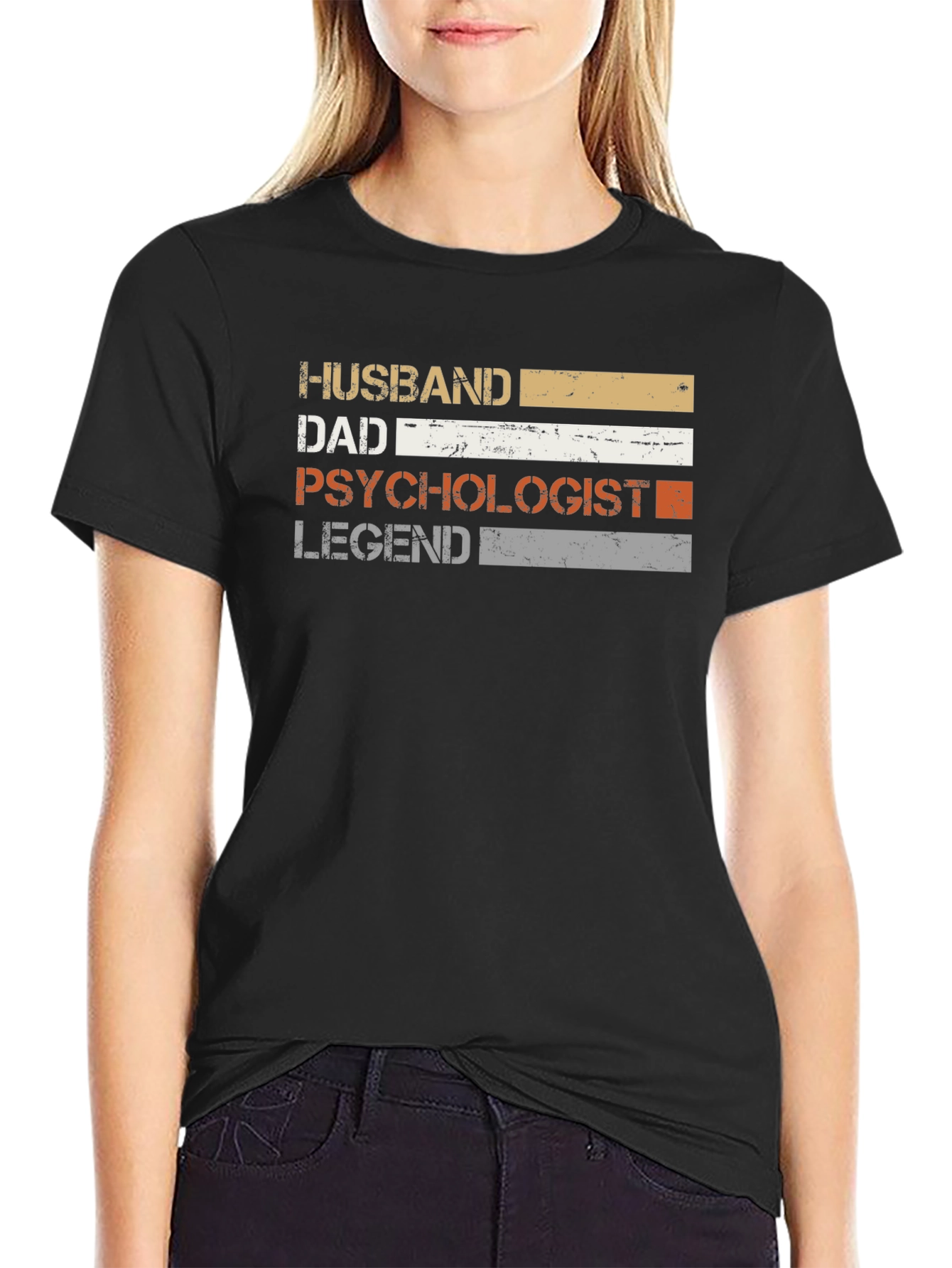 Black Husband Dad Psychologist Legend Graphic T-Shirt view 2