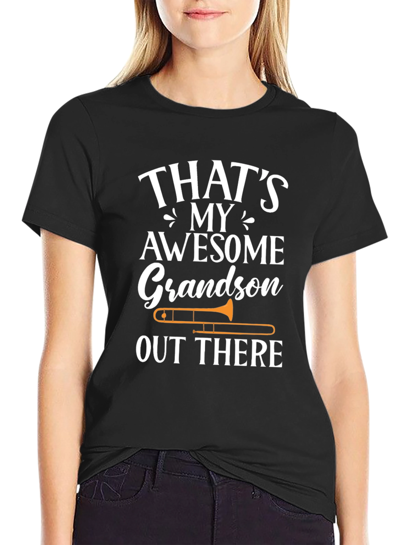 Black Awesome Grandson Trombone T-Shirt view 2