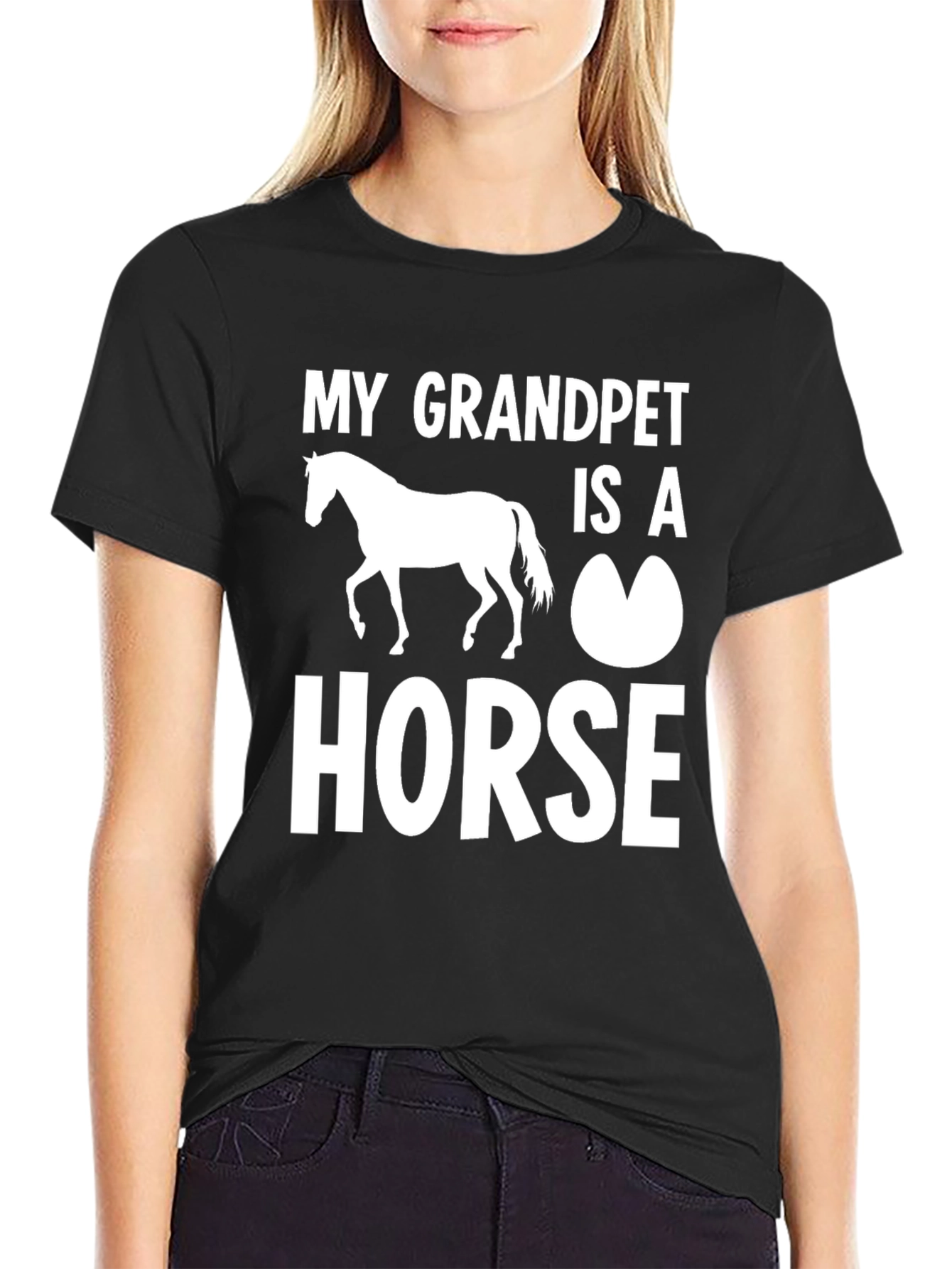 Black My Grandpet is a Horse Graphic T-Shirt view 2