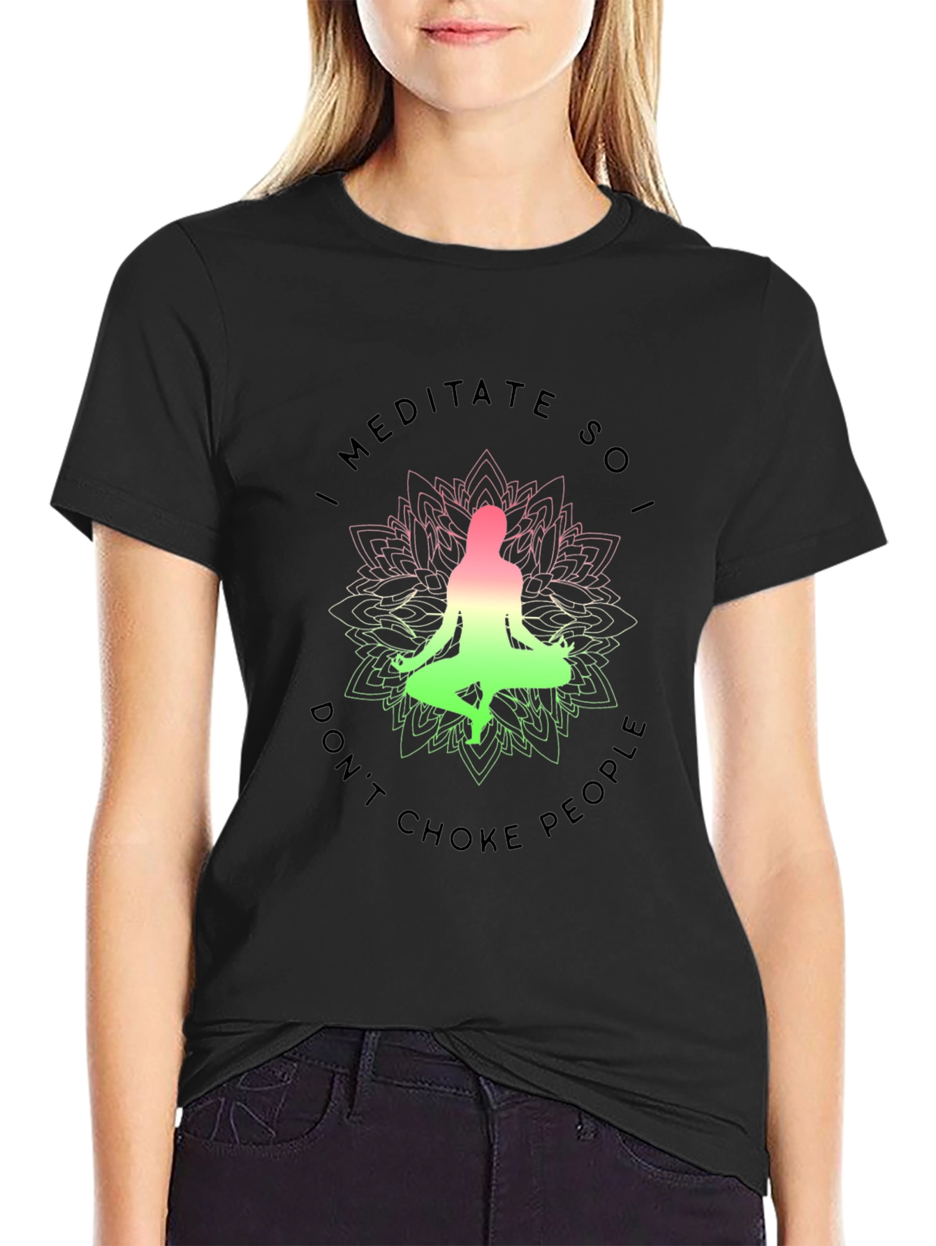 Black Meditate So I Don't Choke People Graphic Tee view 2