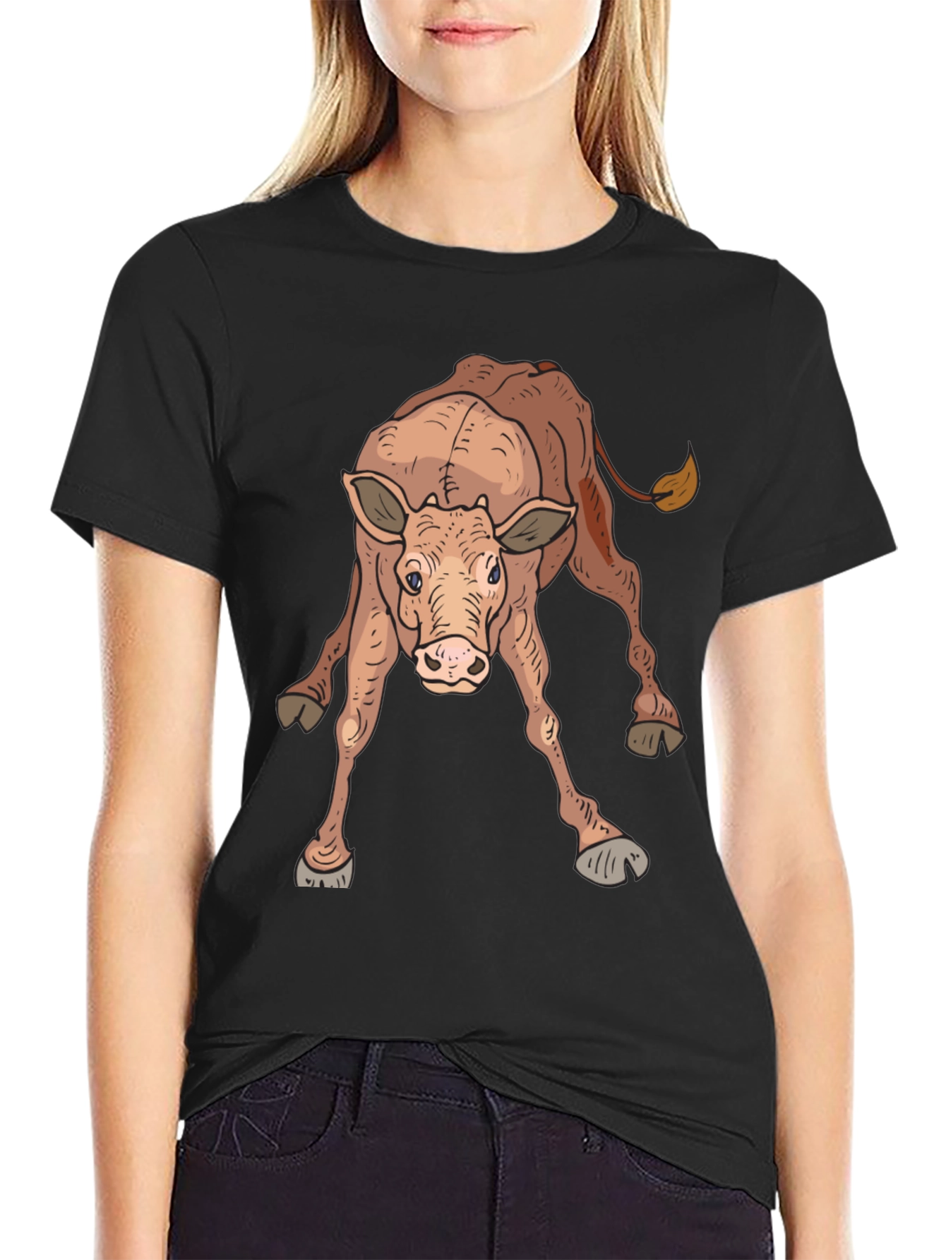 Black Cow Graphic T-Shirt - Soft Cotton Blend Tee view 2