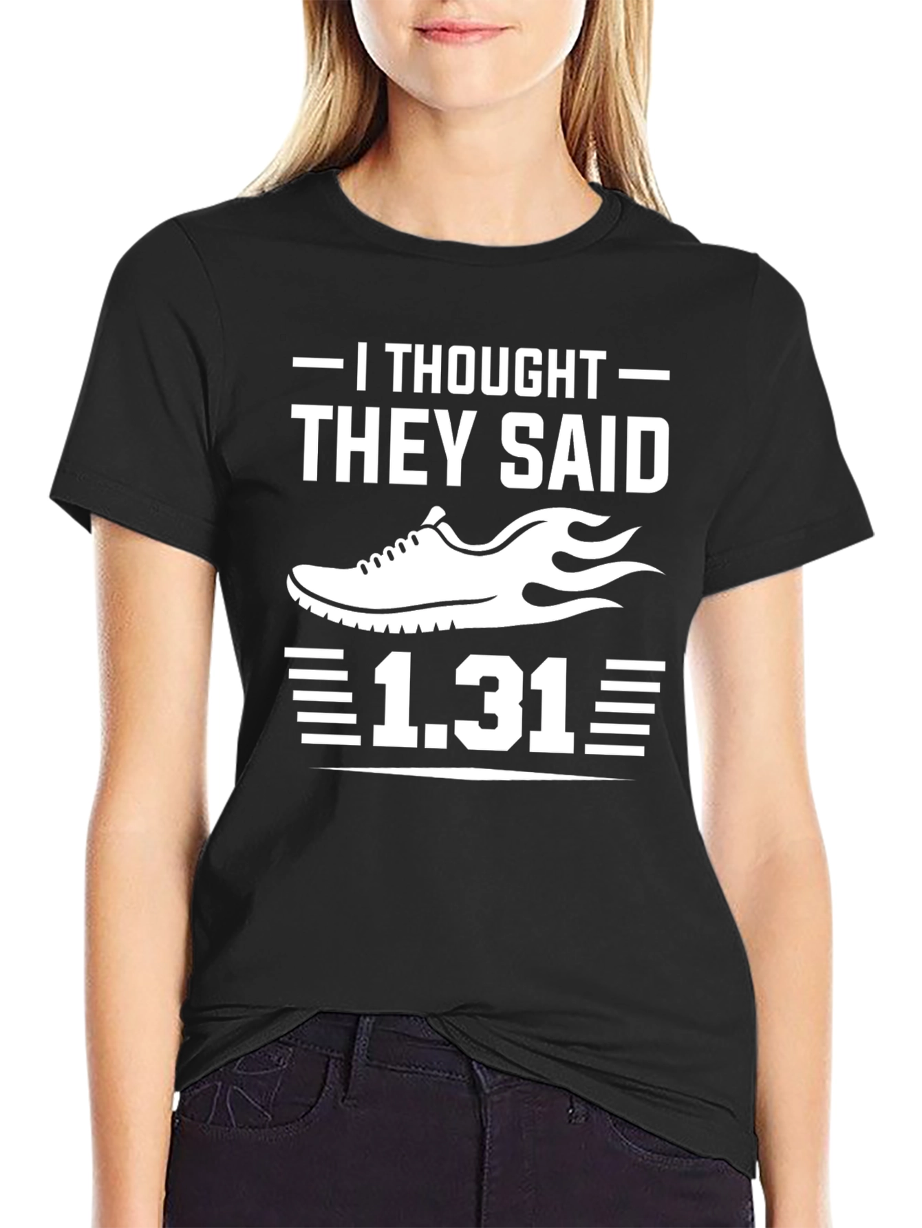 Black Funny Running T-Shirt - I Thought They Said Run 1.31 view 2