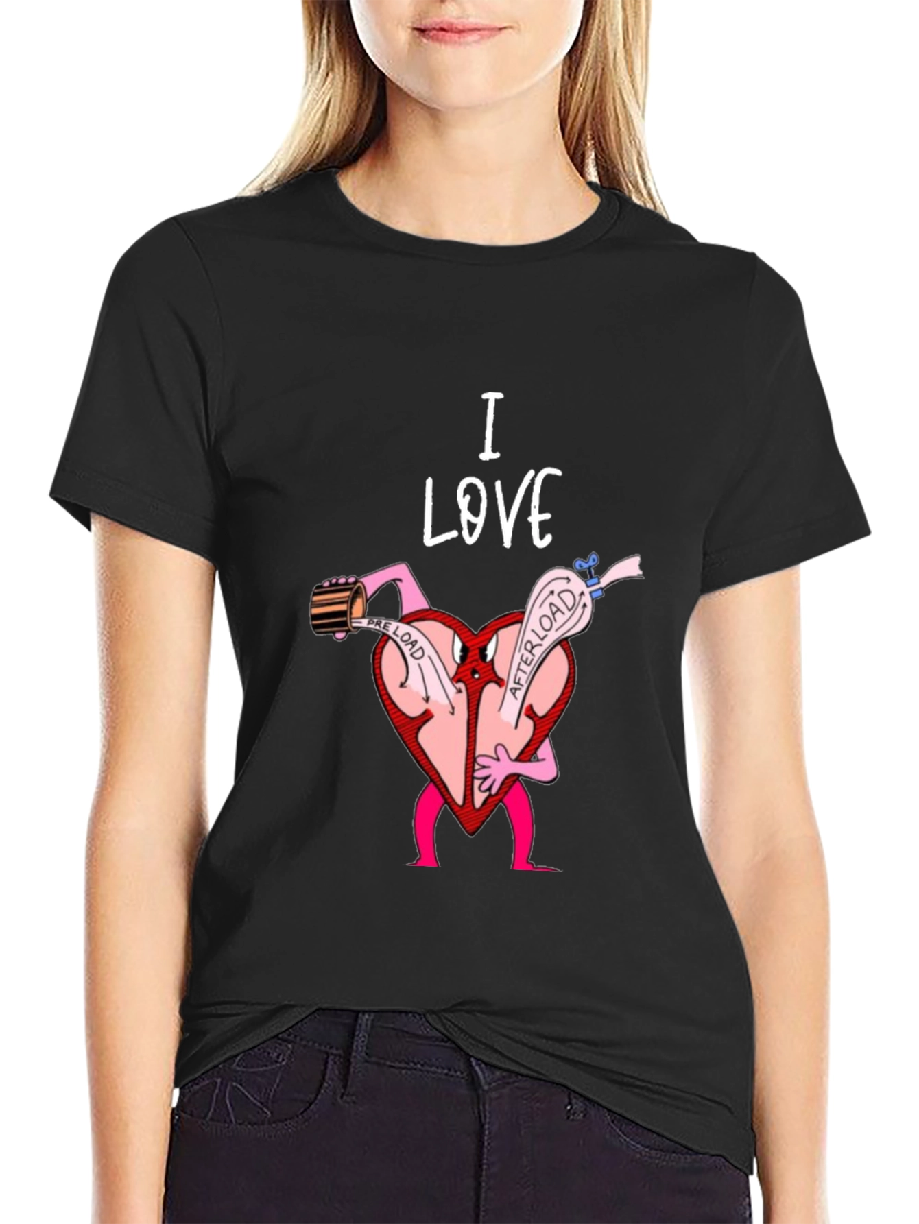 Black I Love Heart Preload T-Shirt view 2