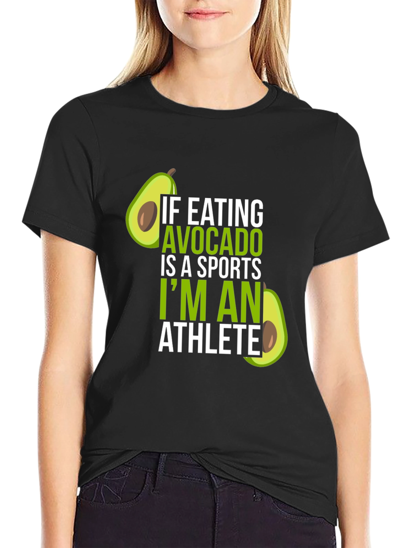 Black Avocado Athlete T-Shirt - Humorous Foodie Tee view 2