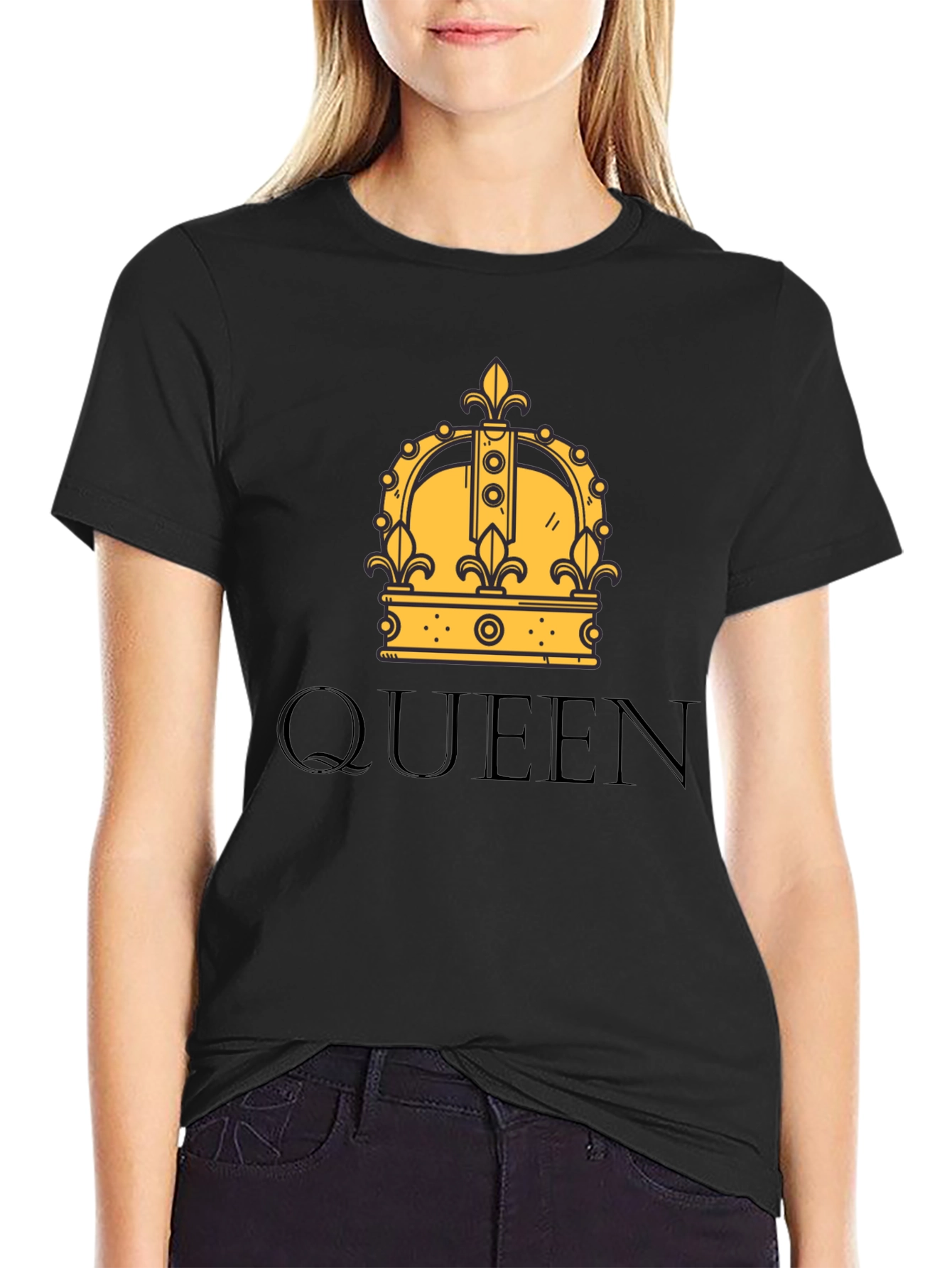 Black Queen Crown Graphic Print Black T-Shirt view 2