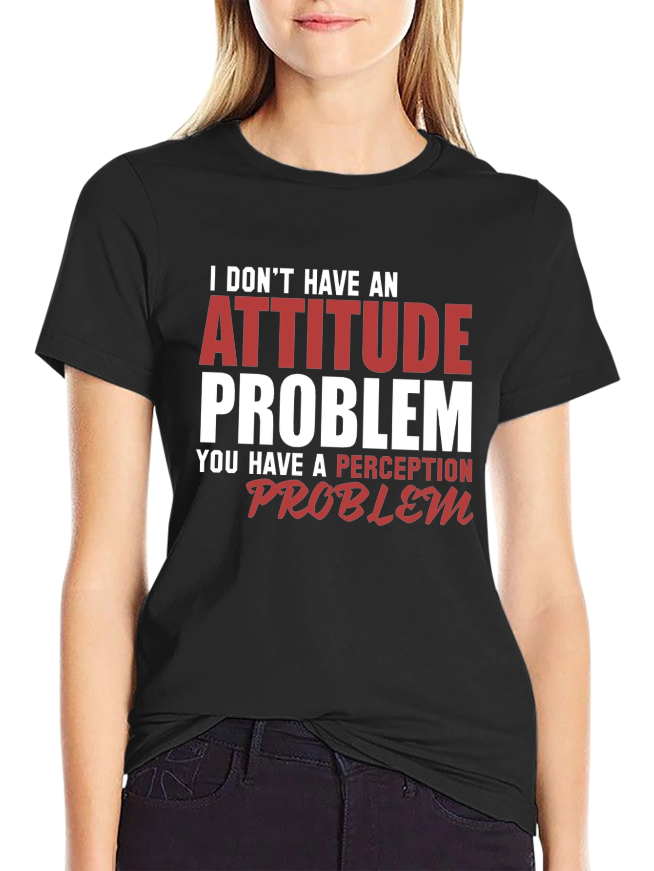 Black Attitude Problem Graphic Tee - Sarcastic Statement T-Shirt view 2