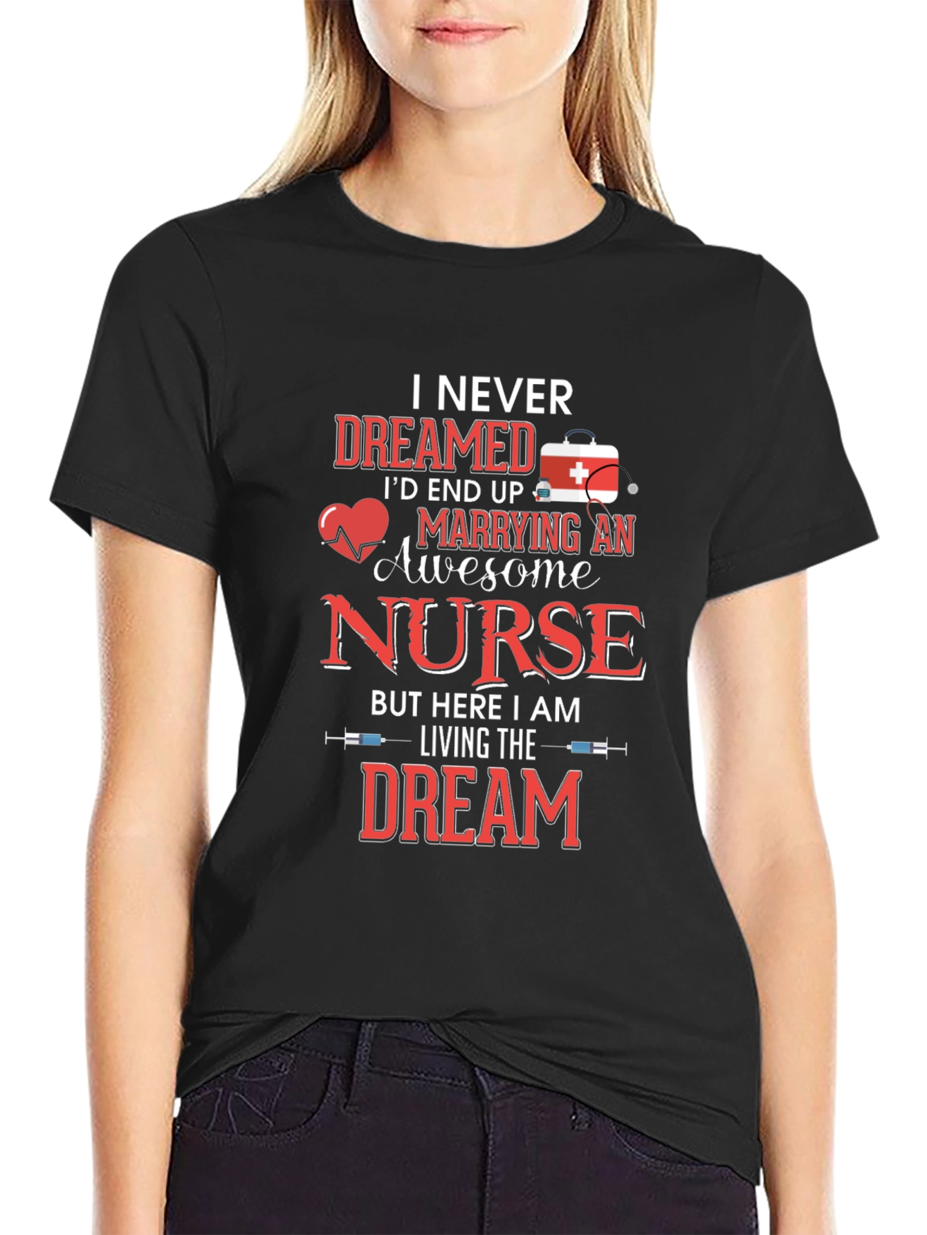 Black Awesome Nurse T-Shirt - Husband Gift view 2