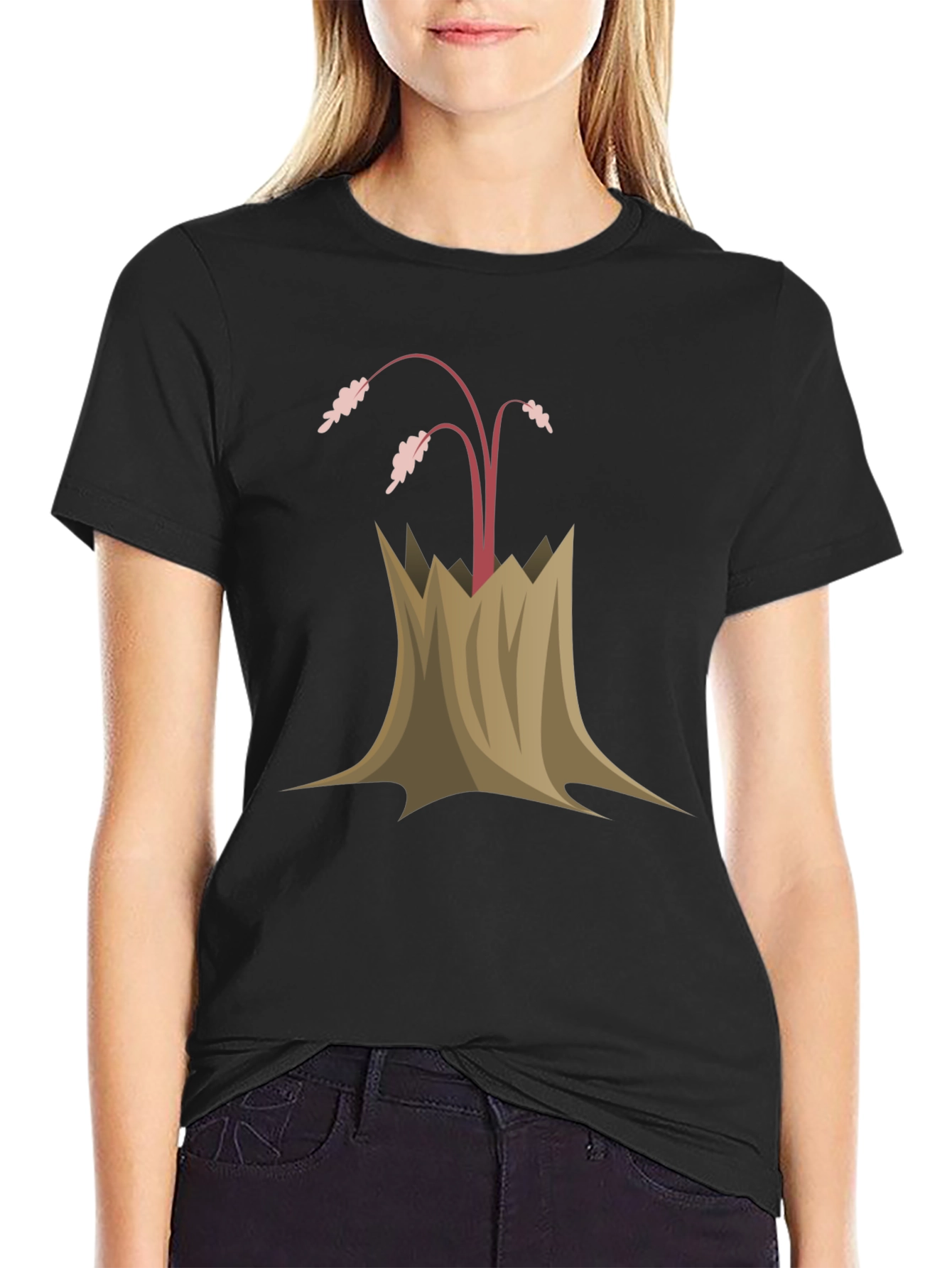 Black Tree Stump Plant Tee - Unique Graphic Design view 2