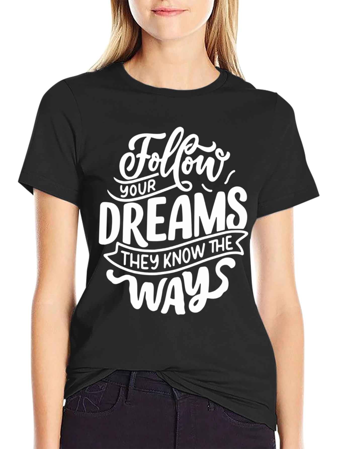 Black Follow Your Dreams Graphic Tee - Black view 2