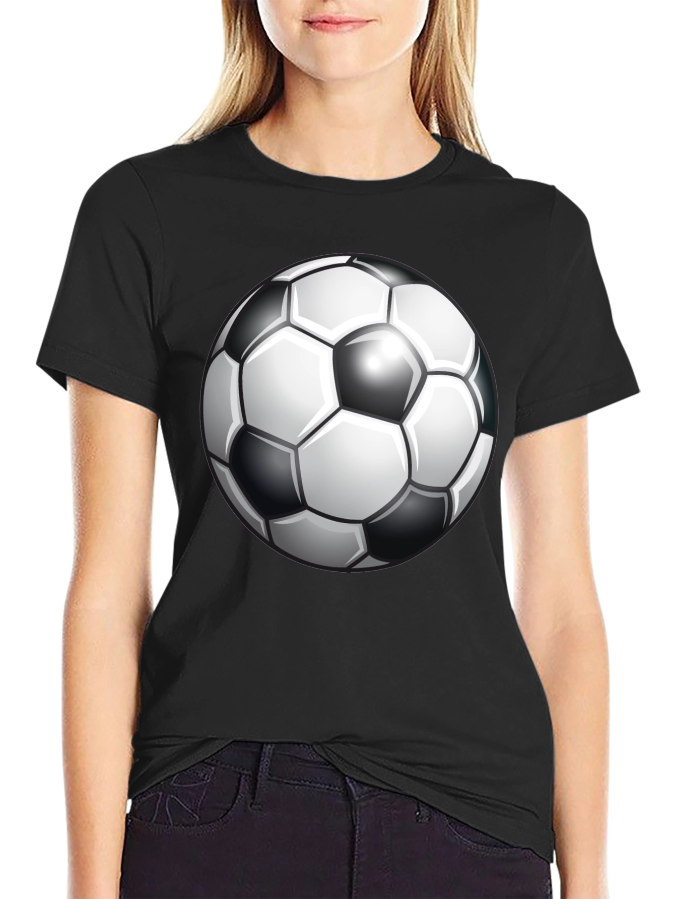 Black Soccer Ball Graphic Tee - Classic Design view 2
