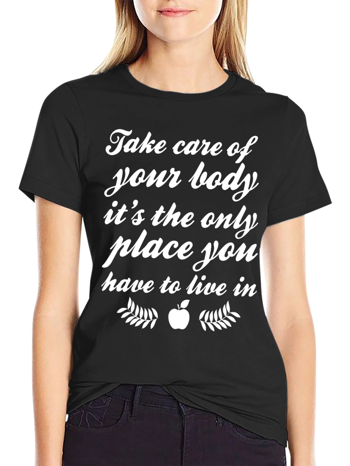 Black Wellness T-Shirt: Take Care of Your Body view 2