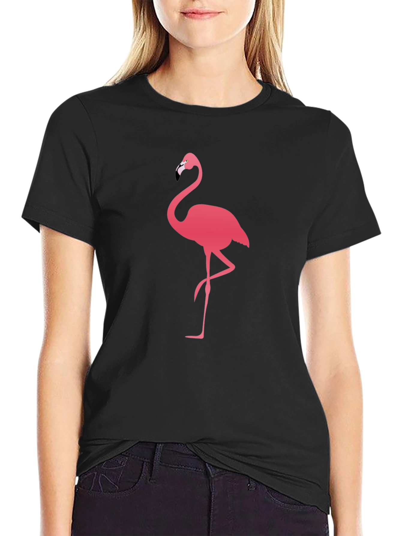 Black Flamingo Graphic Print Men's Black T-Shirt view 2