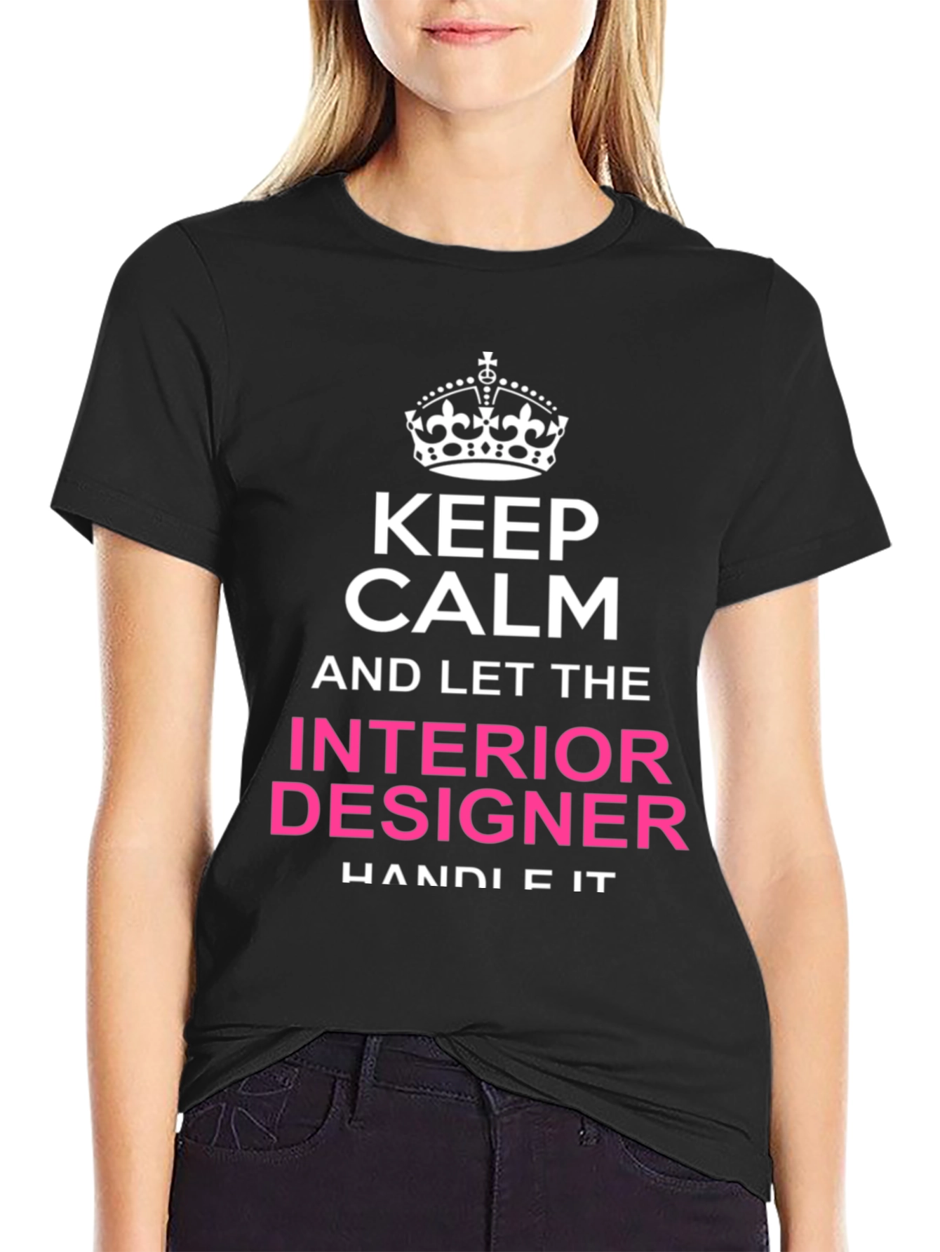 Black Keep Calm Interior Designer T-Shirt view 2