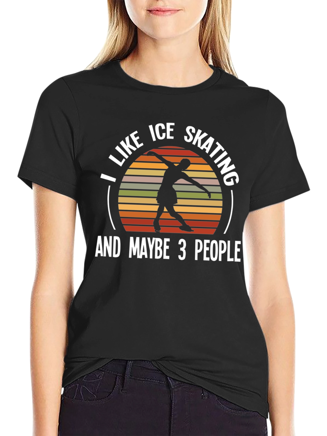 Black Ice Skating Lover T-Shirt - Funny Skater Tee view 2