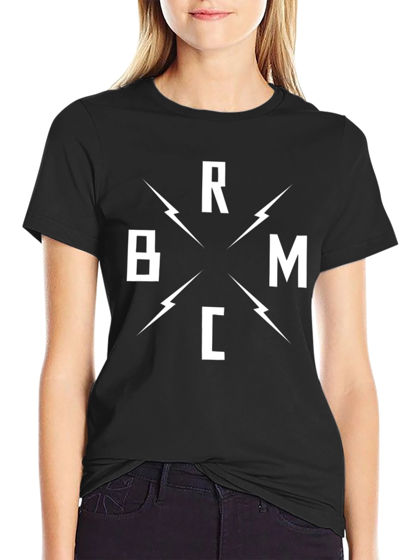 Black BMRC Lightning Bolt Graphic Tee - Black Cotton Casual T-Shirt view 2