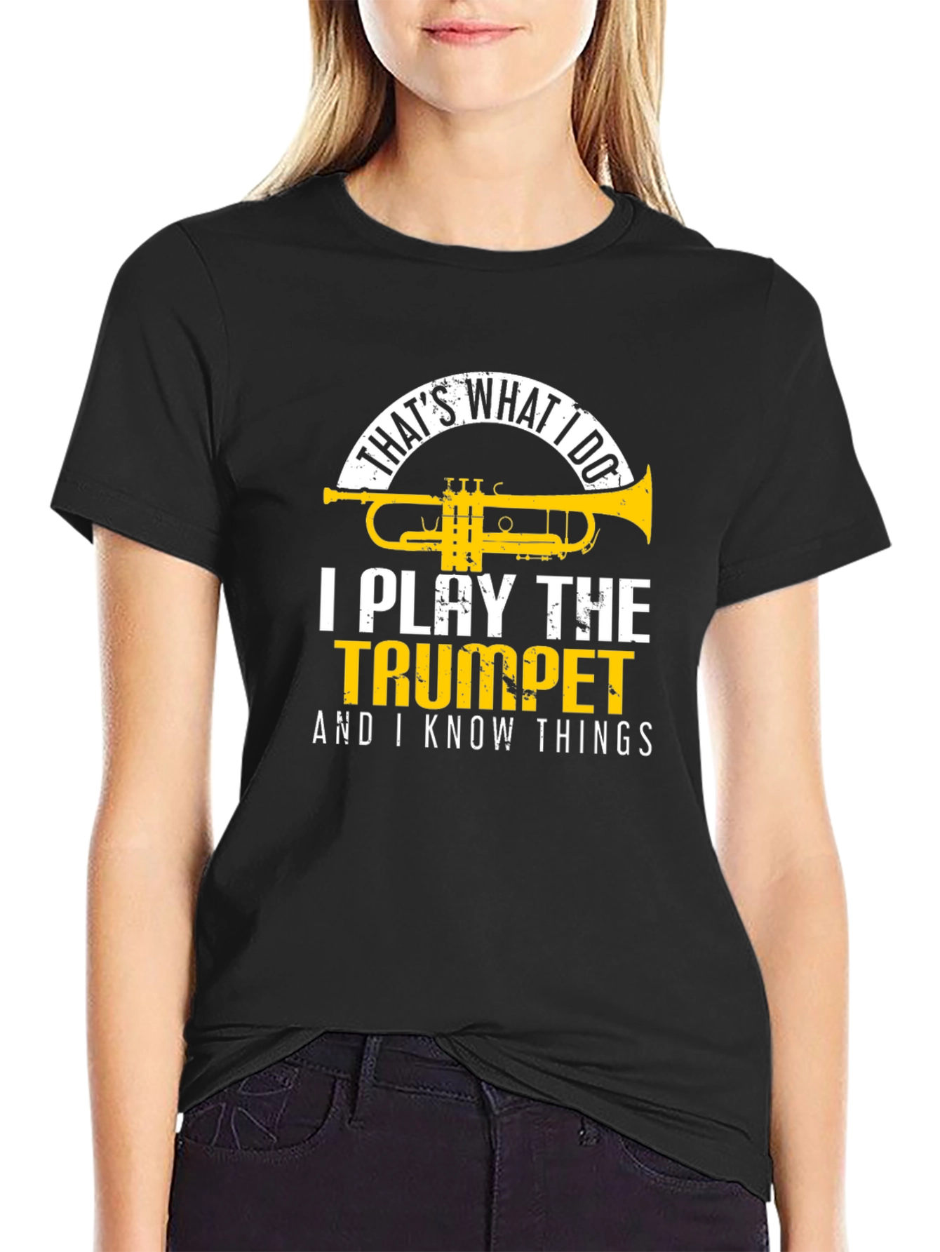 Black Trumpet Player T-Shirt: That's What I Do! view 2