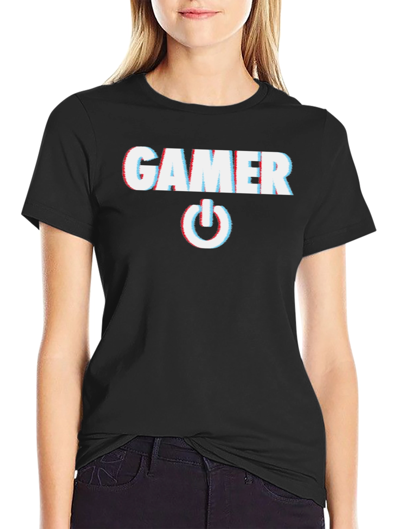 Black Gamer Glitch Style T-Shirt - Black view 2