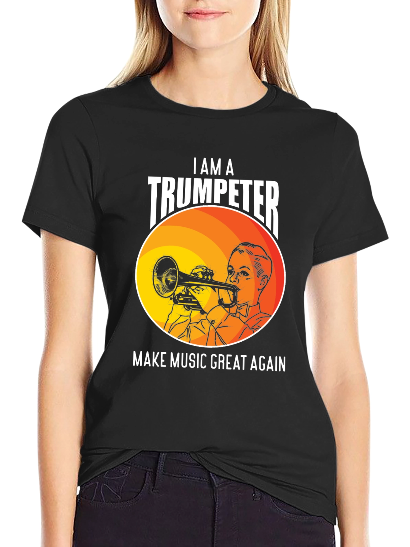 Black Trumpeter Graphic T-Shirt: Make Music Great Again view 2