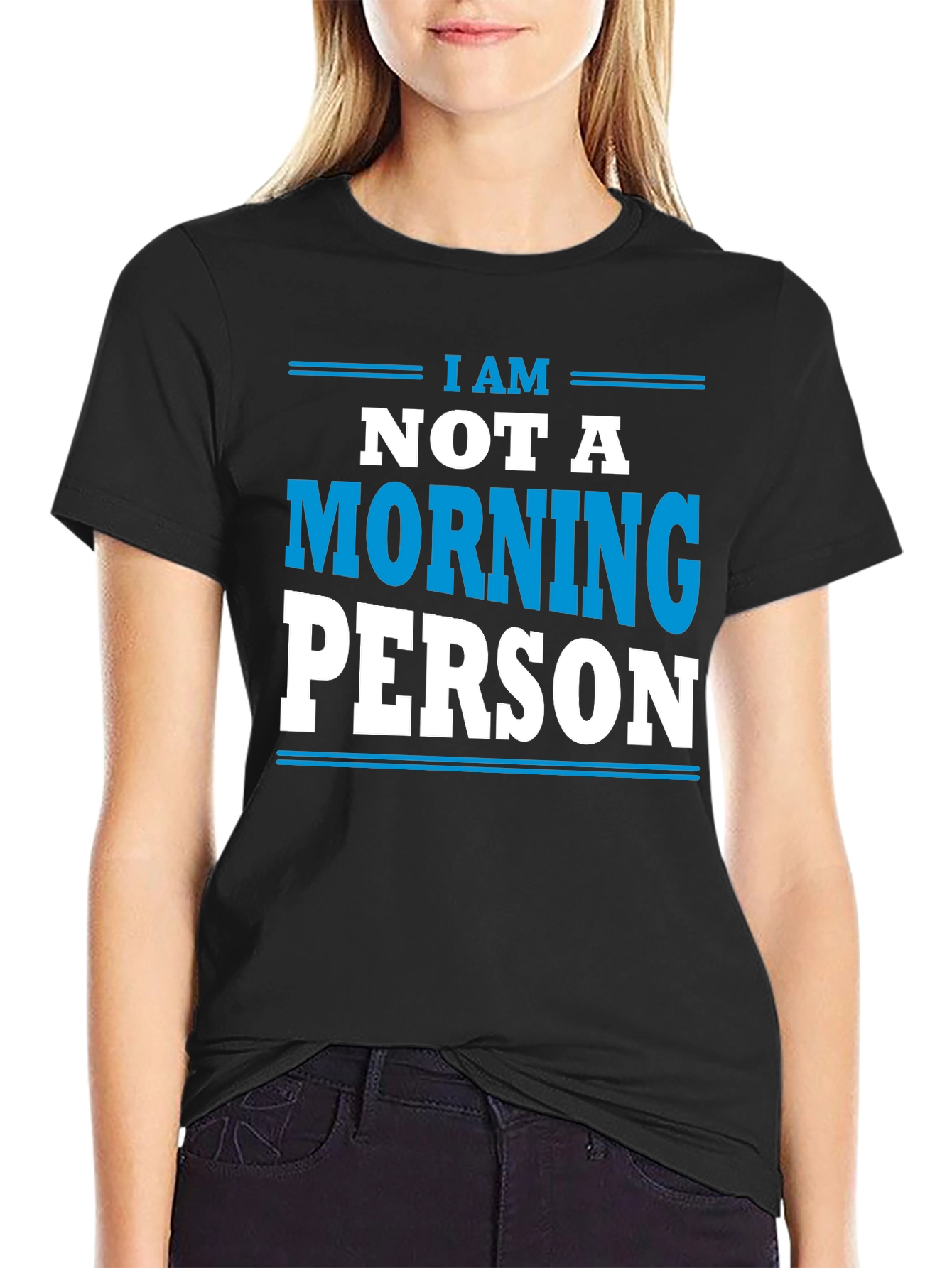 Black I am Not a Morning Person T-Shirt - Funny Slogan Tee view 2