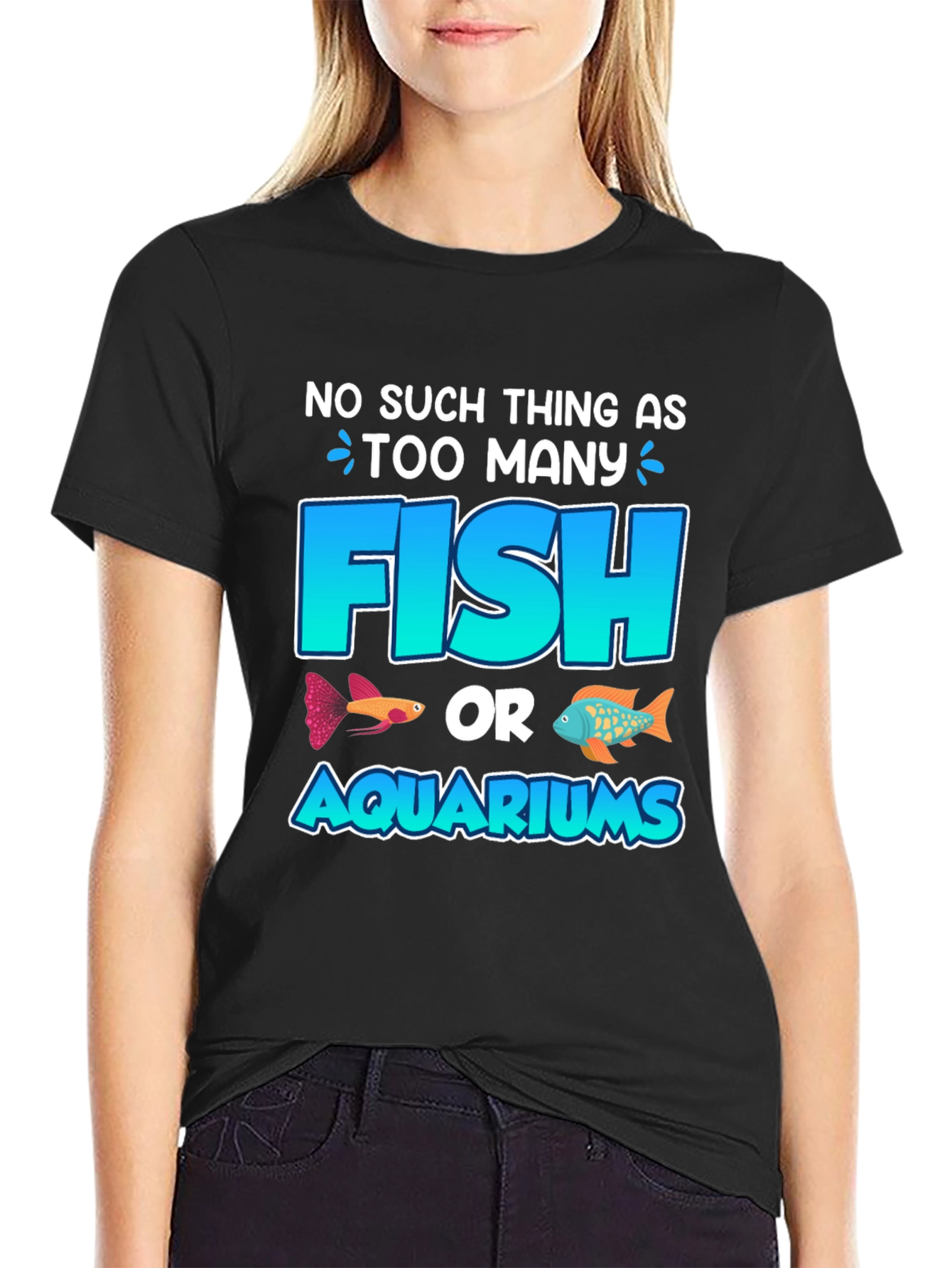 Black Funny Fish & Aquarium T-Shirt view 2
