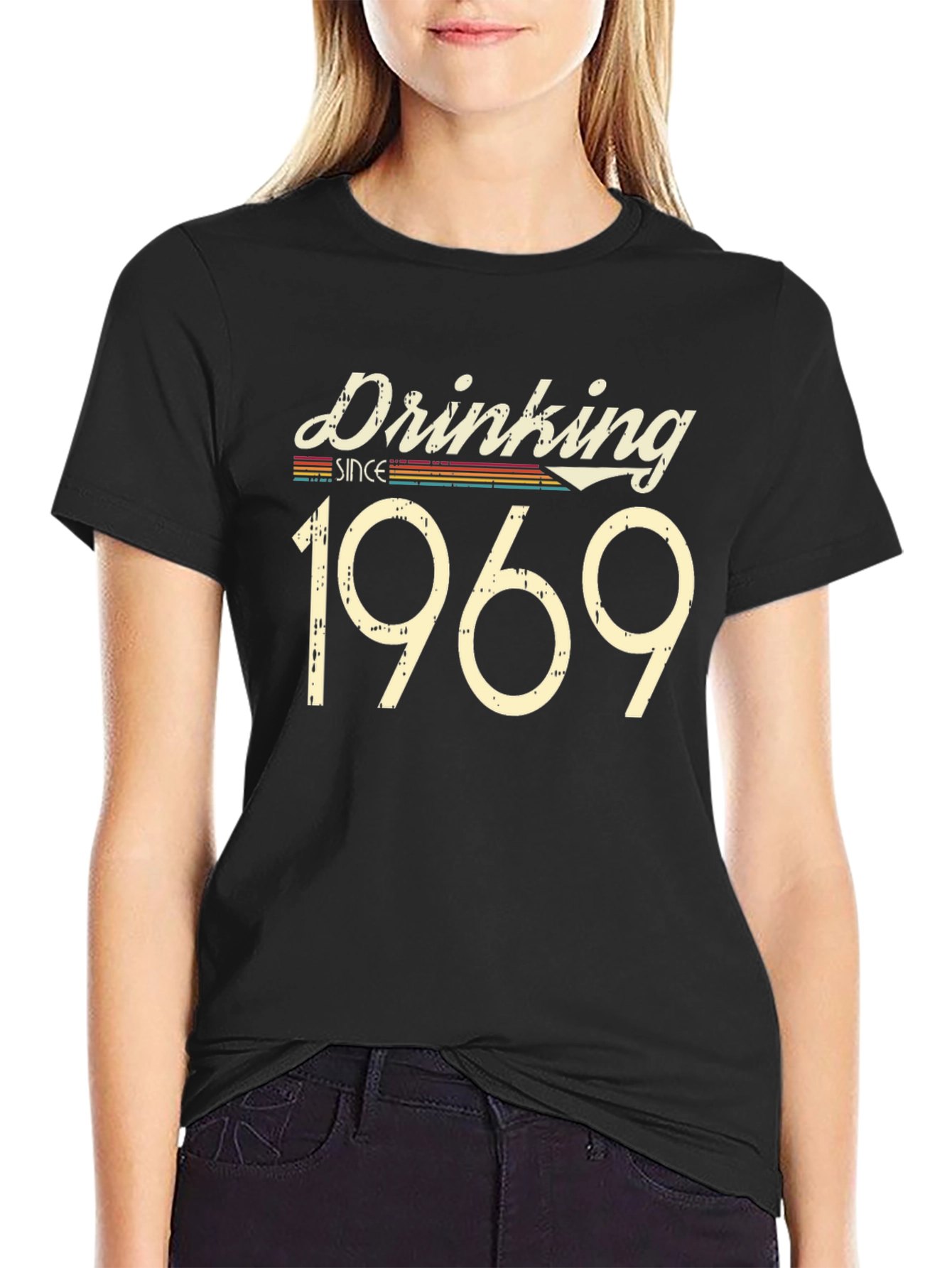 Black Drinking Since 1969 Men's Black T-Shirt view 2