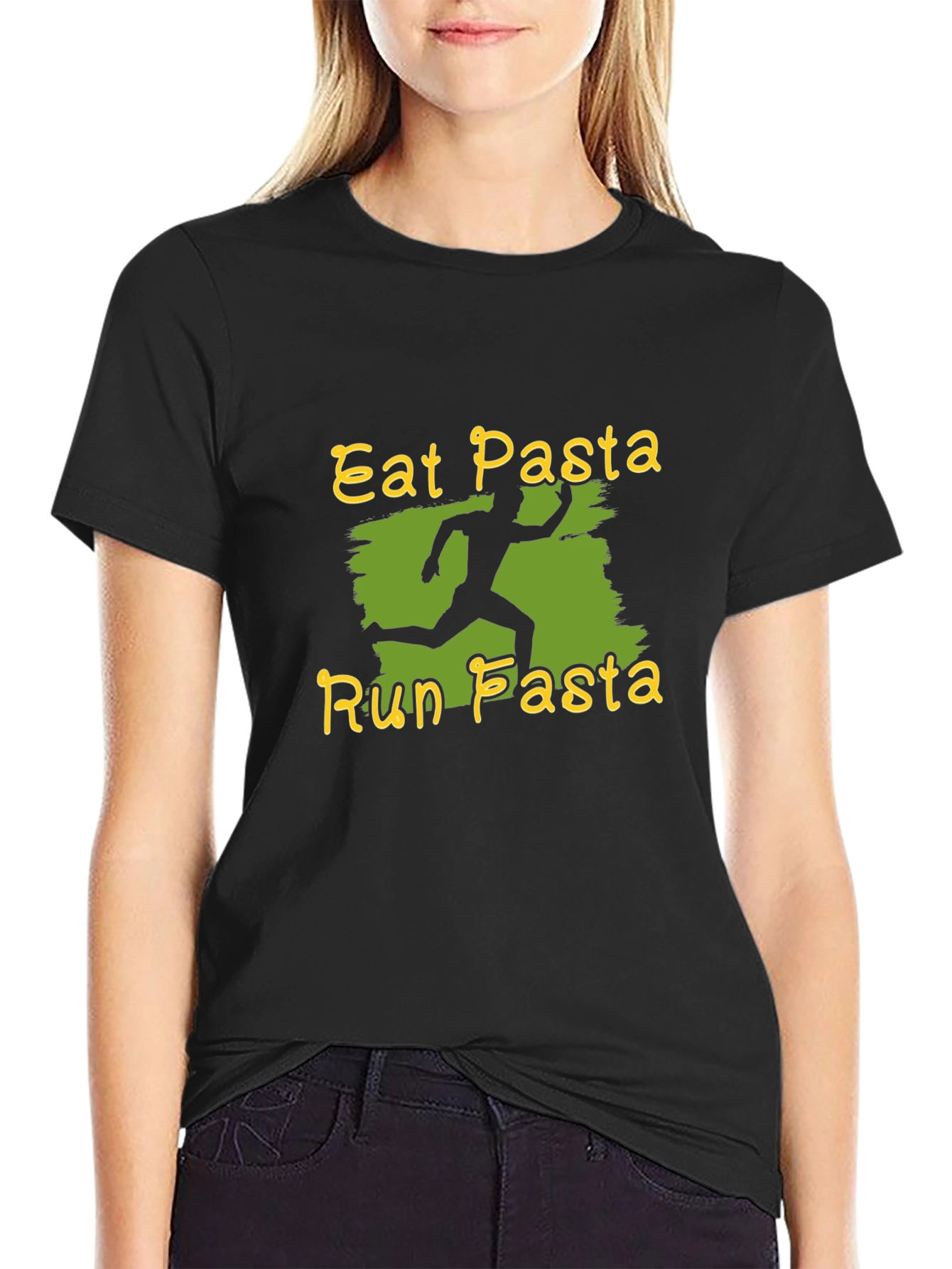 Black Eat Pasta Run Pasta Black T-Shirt view 2