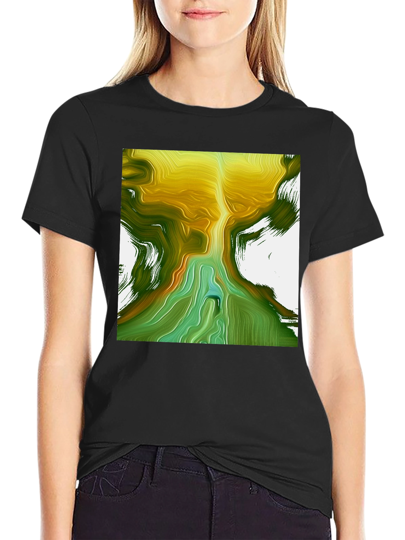 Black Abstract Art T-Shirt - Unique Design view 2