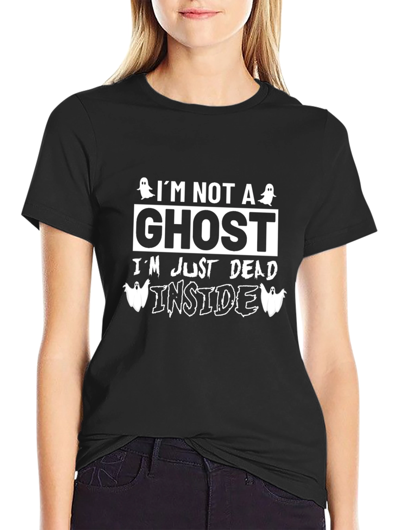 Black I'm Not A Ghost, Dead Inside Funny Graphic Tee view 2